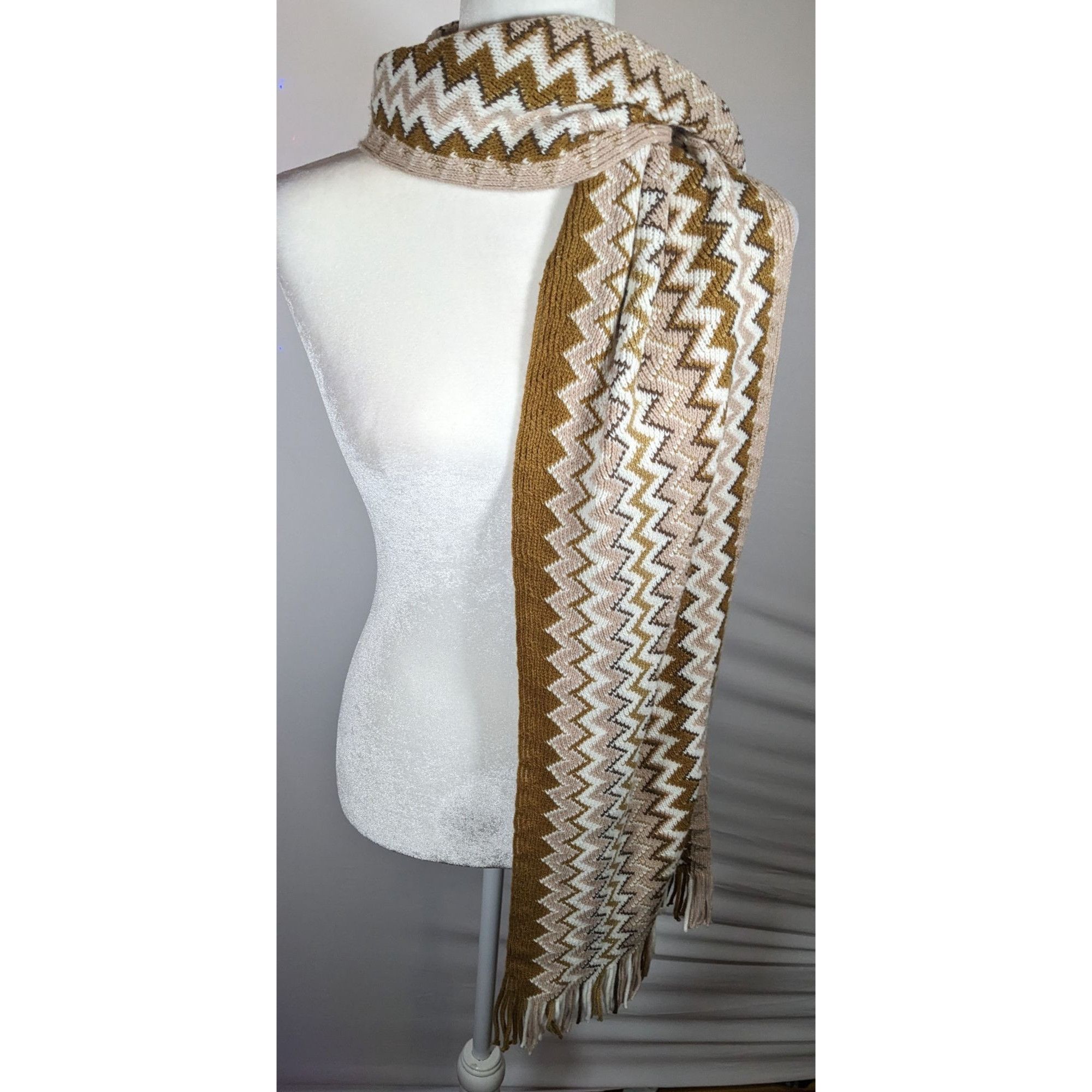 Other Accessory Network Tusk Combo Brown And Tan Zigzag Scarf Size ONE SIZE - 7 Thumbnail
