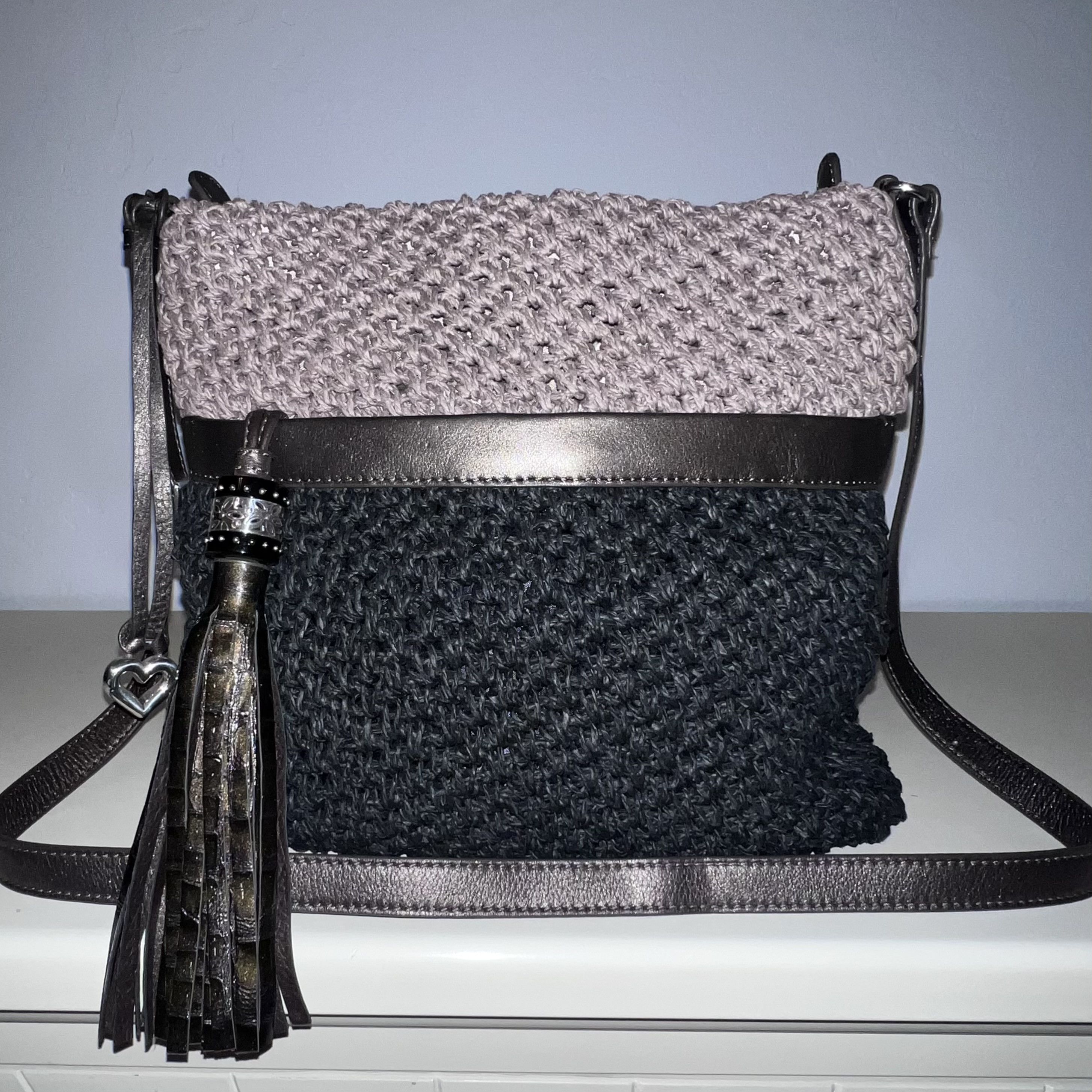 Brighton NWOT Brighton Woven Black and Taupe Woven Crossbody Hobo Bag Size ONE SIZE - 1 Thumbnail