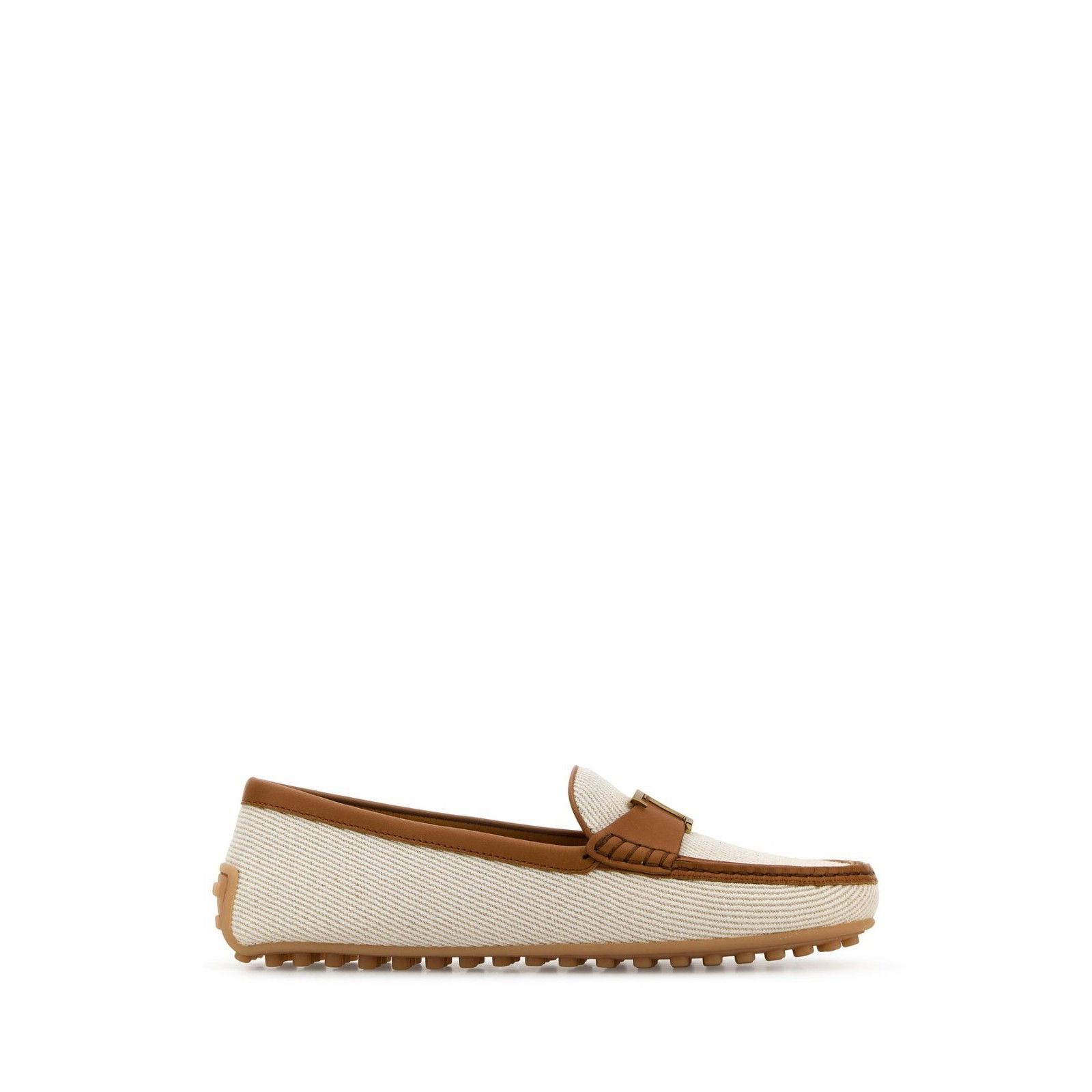 TOD'S City Beige Brown Fabric Loafers New & Authentic (Women