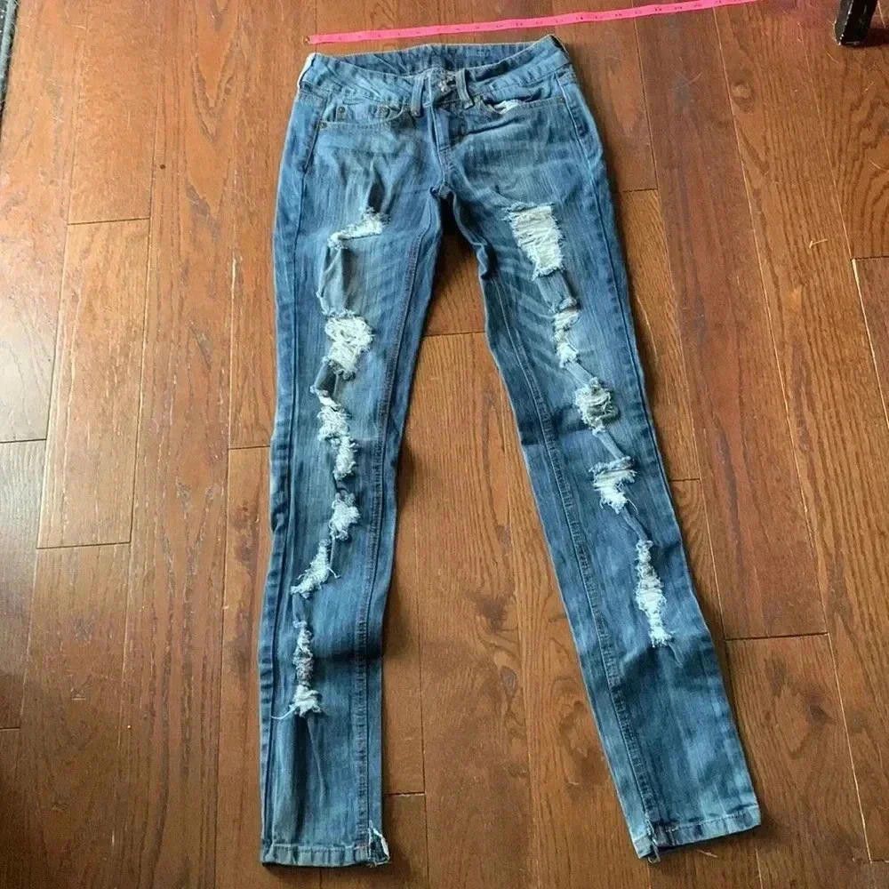 Bullhead Denim Co. Stylish Distressed Skinny Jeans - Casual Chic Size 25" / US 0 / IT 36 - 2 Thumbnail
