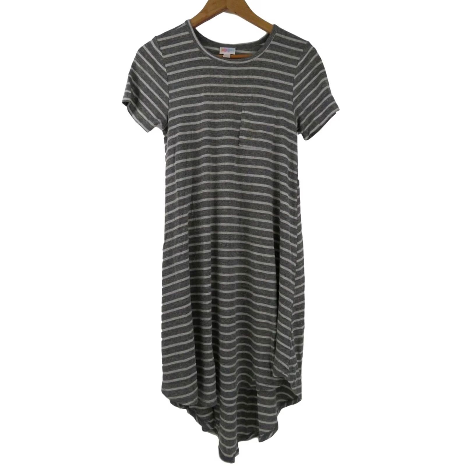 Vintage LuLaRoe Carly Dress Stripes Gray XXS Swing Uni Unicorn Stretch EUC Size XXS / US 00 / IT 34 - 2 Thumbnail