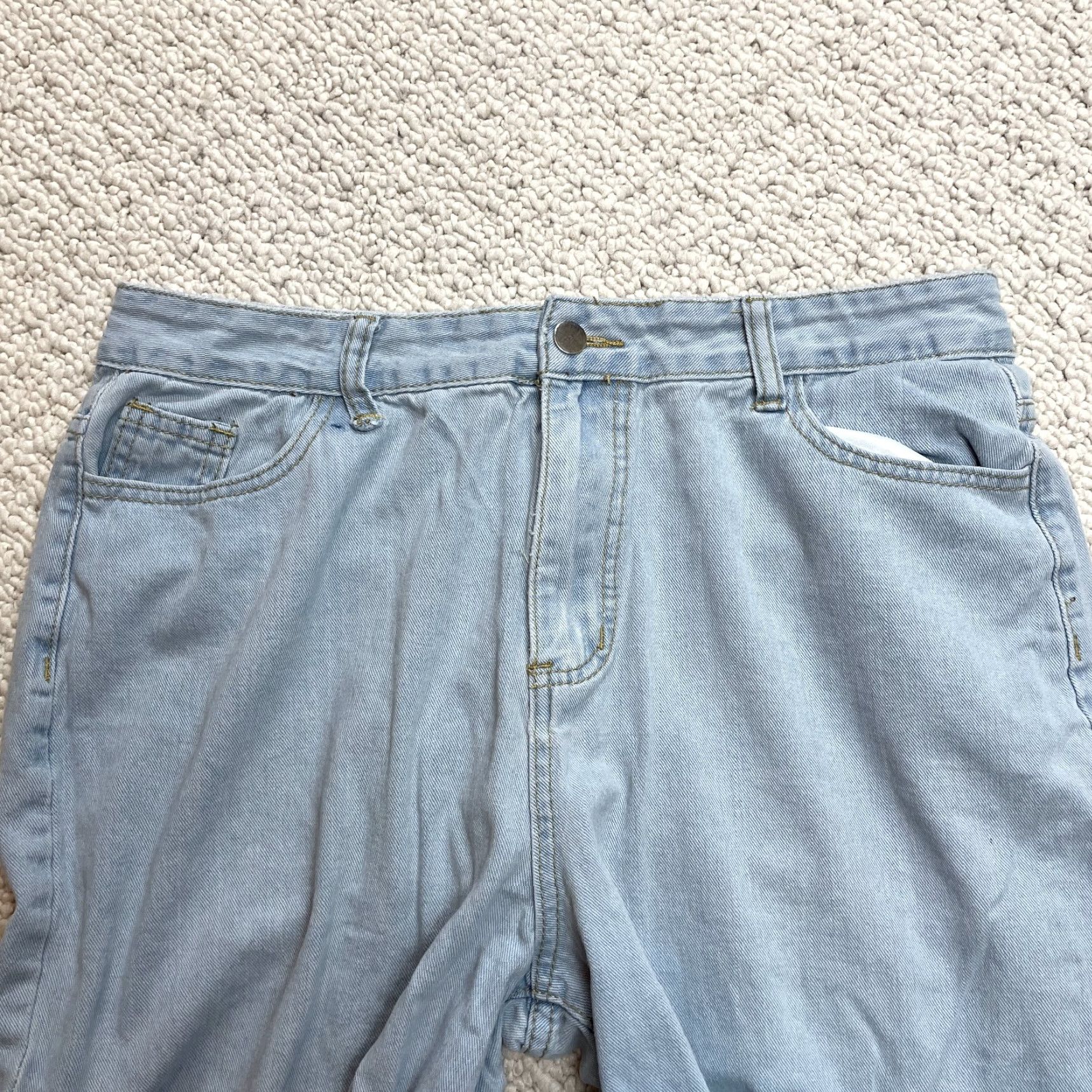 Shein Shein Jeans Womens XL Blue Denim Light Wash Straight Leg High Rise Mom 33x25 Size 40" / US 18 - 7 Thumbnail