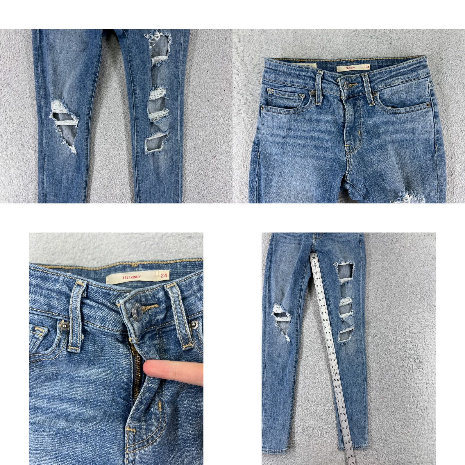 Levi's Levi's Jeans Womens 24 Blue Denim Levi'S 710 Skinny Distressed Premium Pants Modern Retro Vintage No Size 42" / US 20 - 8 Thumbnail