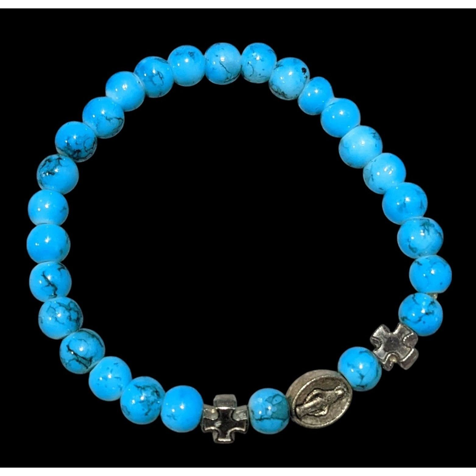 Other Blue And Silver Tone Religious Stretch Bracelet Size ONE SIZE - 3 Thumbnail