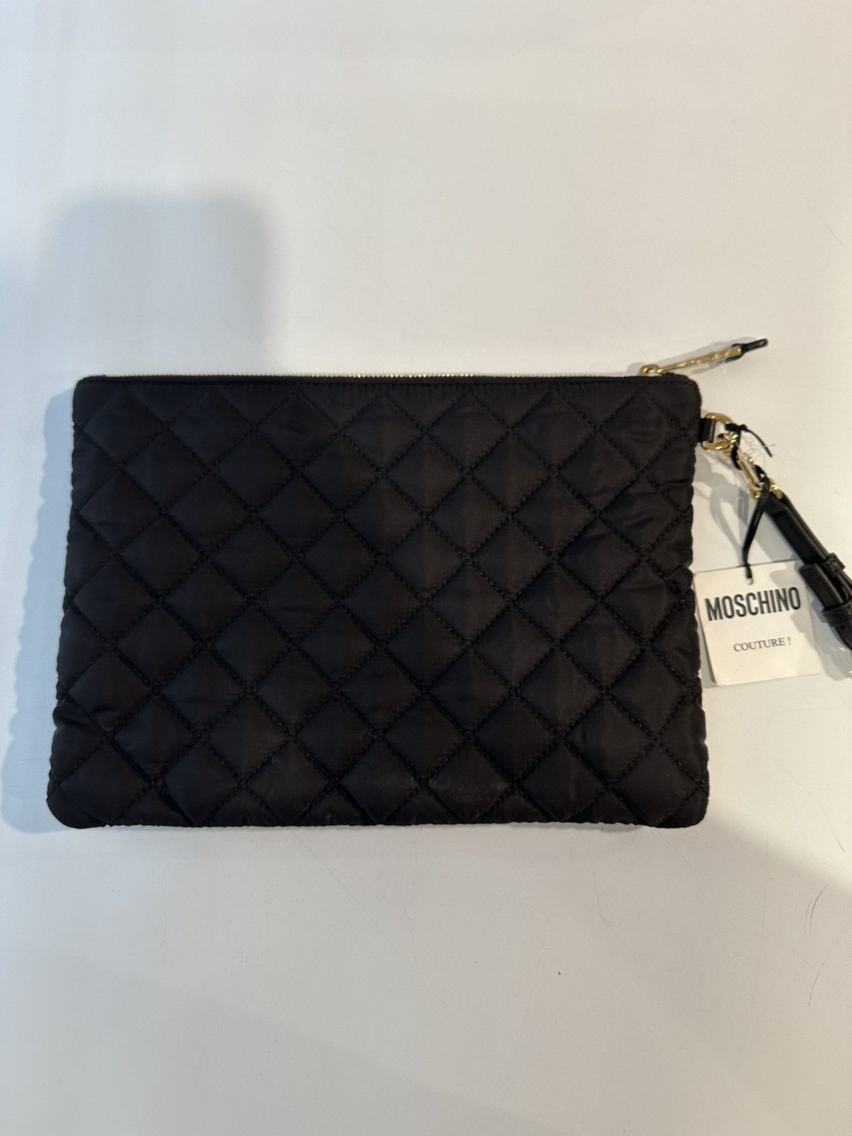 Moschino Moschino Black Quilted Wristlet with Gold Logo Size ONE SIZE - 7 Thumbnail