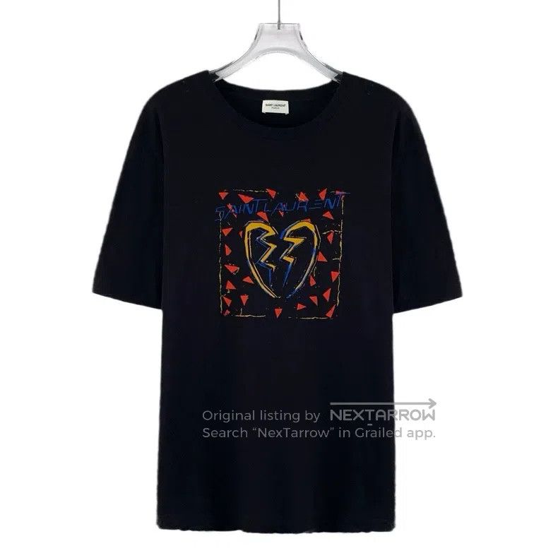 Saint Laurent Paris Saint Laurent Paris Black Heartbreak Love Heart Printed Co Size US L / EU 52-54 / 3 - 1 Thumbnail