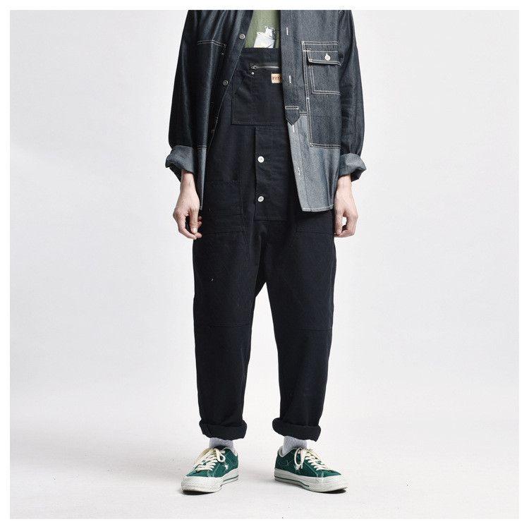 Japanese Brand Men's Street Washed Vintage Loose Multi-Pocket Overalls Size US 32 / EU 48 - 1 Thumbnail