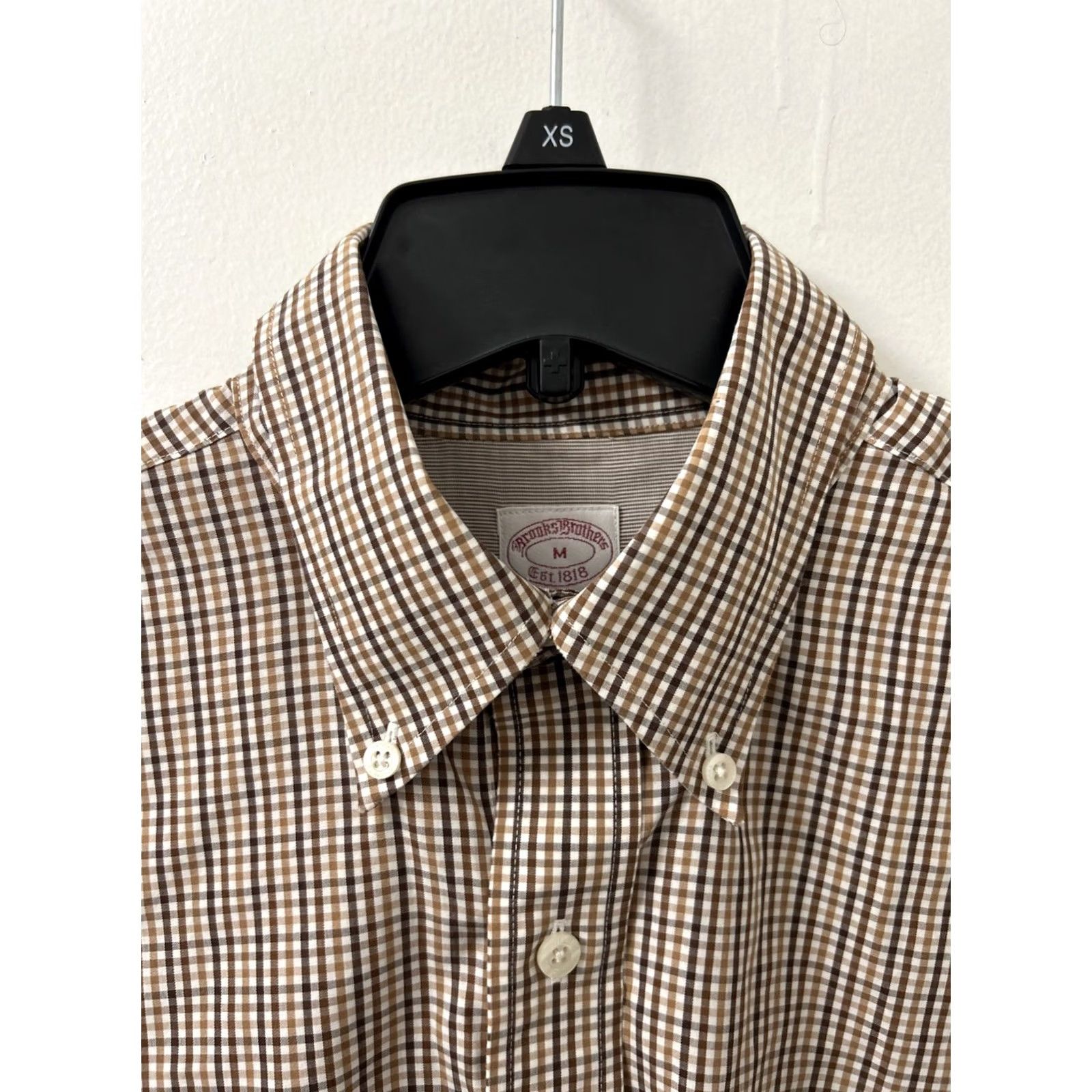 Brooks Brothers Brooks Brothers Original Polo Shirt Mens Medium Brown Plaid Regular Fit Non Iron Shirt Size US M / EU 48-50 / 2 - 5 Thumbnail