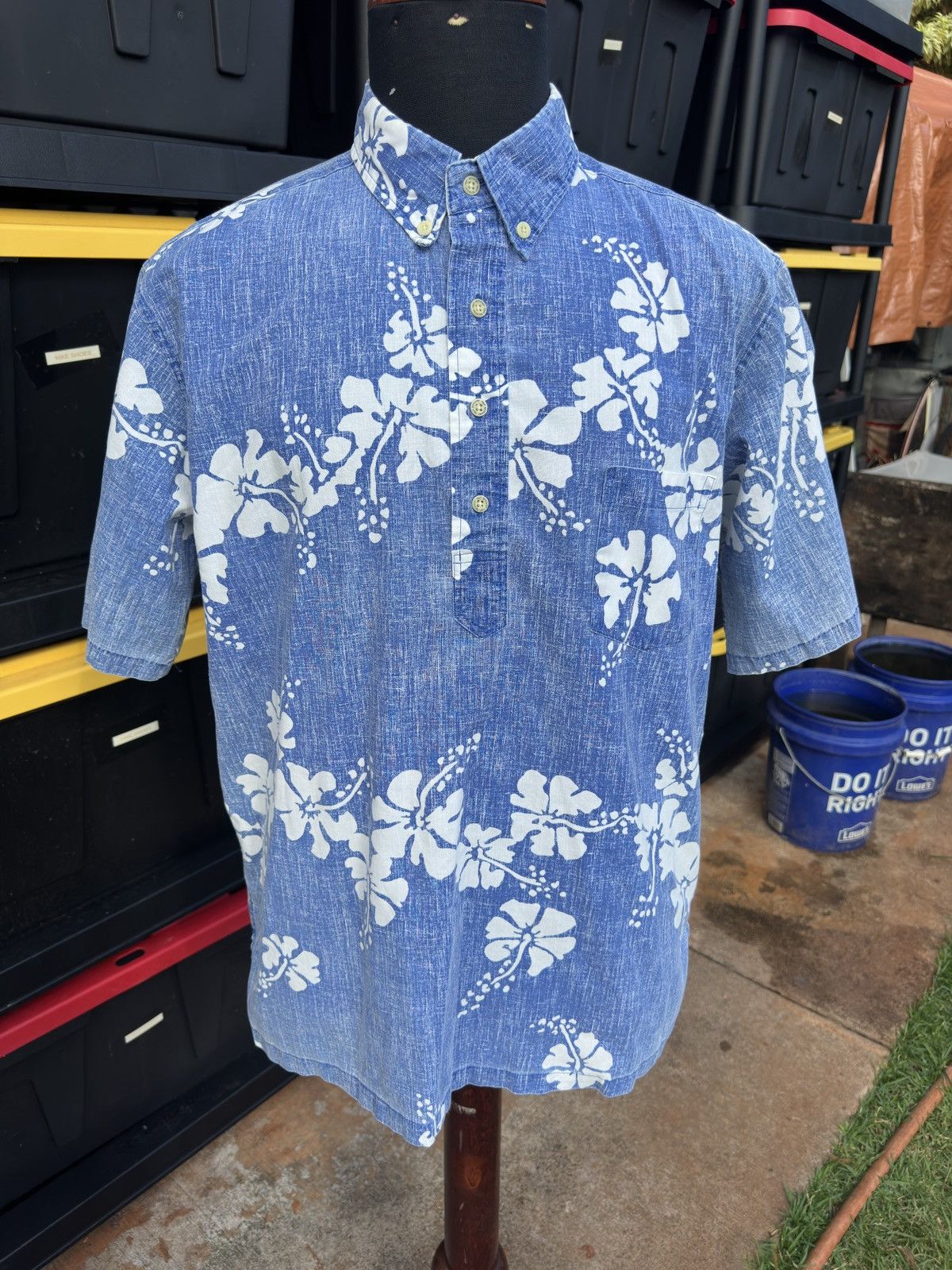 Reyn Spooner PreOwned Reyn Spooner Blue/White Hawaiian Print Men's Large Size US L / EU 52-54 / 3 - 1 Thumbnail