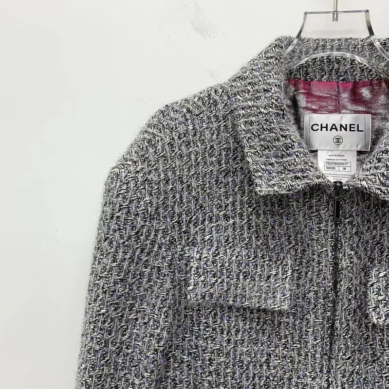 Chanel Chanel Silver Silk Women's Jacket . Size S / US 4 / IT 40 - 3 Thumbnail