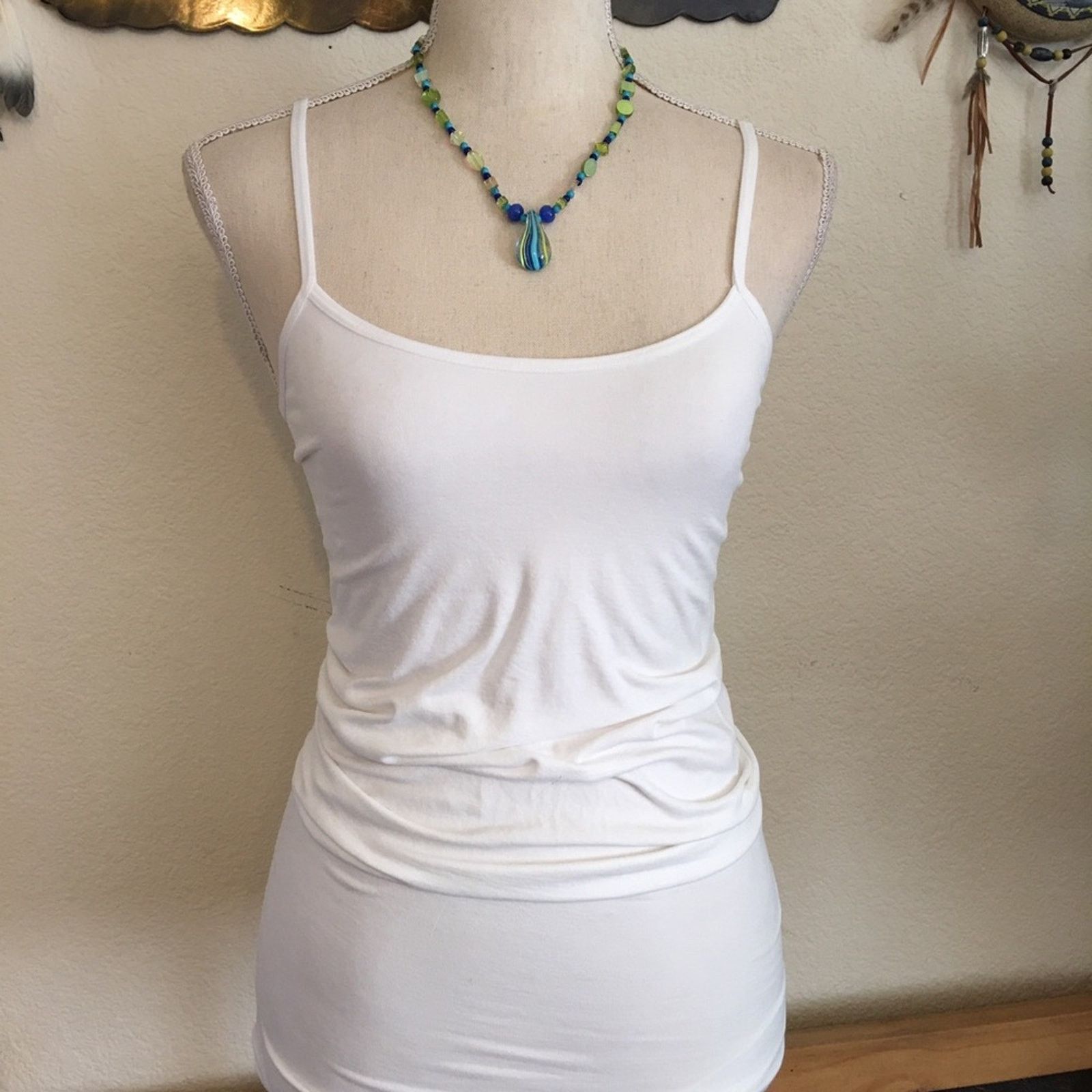 Handmade Handmade blue and lime glass necklace Size ONE SIZE - 4 Thumbnail
