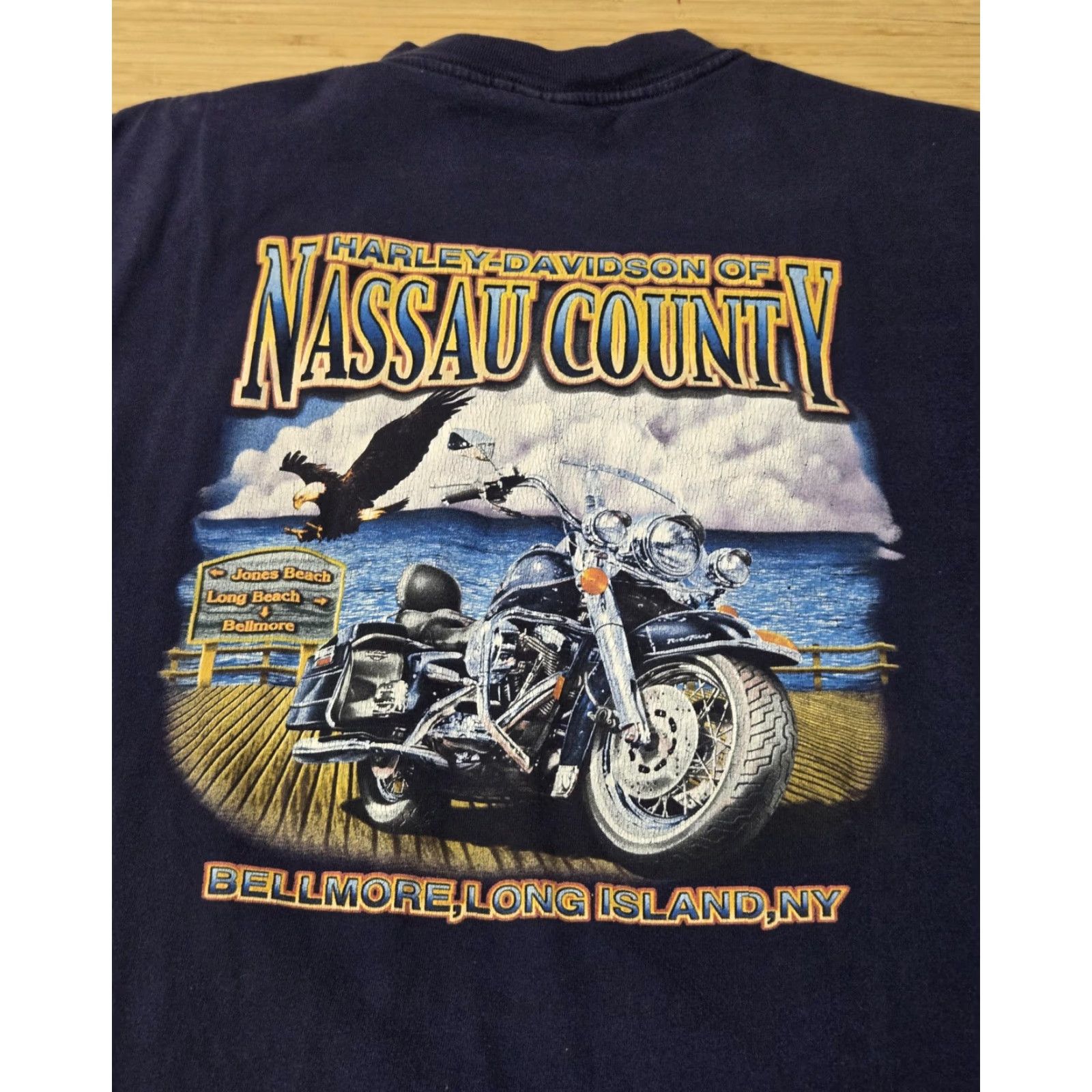 Harley Davidson VINTAGE Harley-Davidson Shirt Mens M Blue Eagle American Flag 90s Nassau County Patriotic Harley-Davidson T-Shirt Mens Medium Blue Eagle USA 90s Size US M / EU 48-50 / 2 - 5 Thumbnail