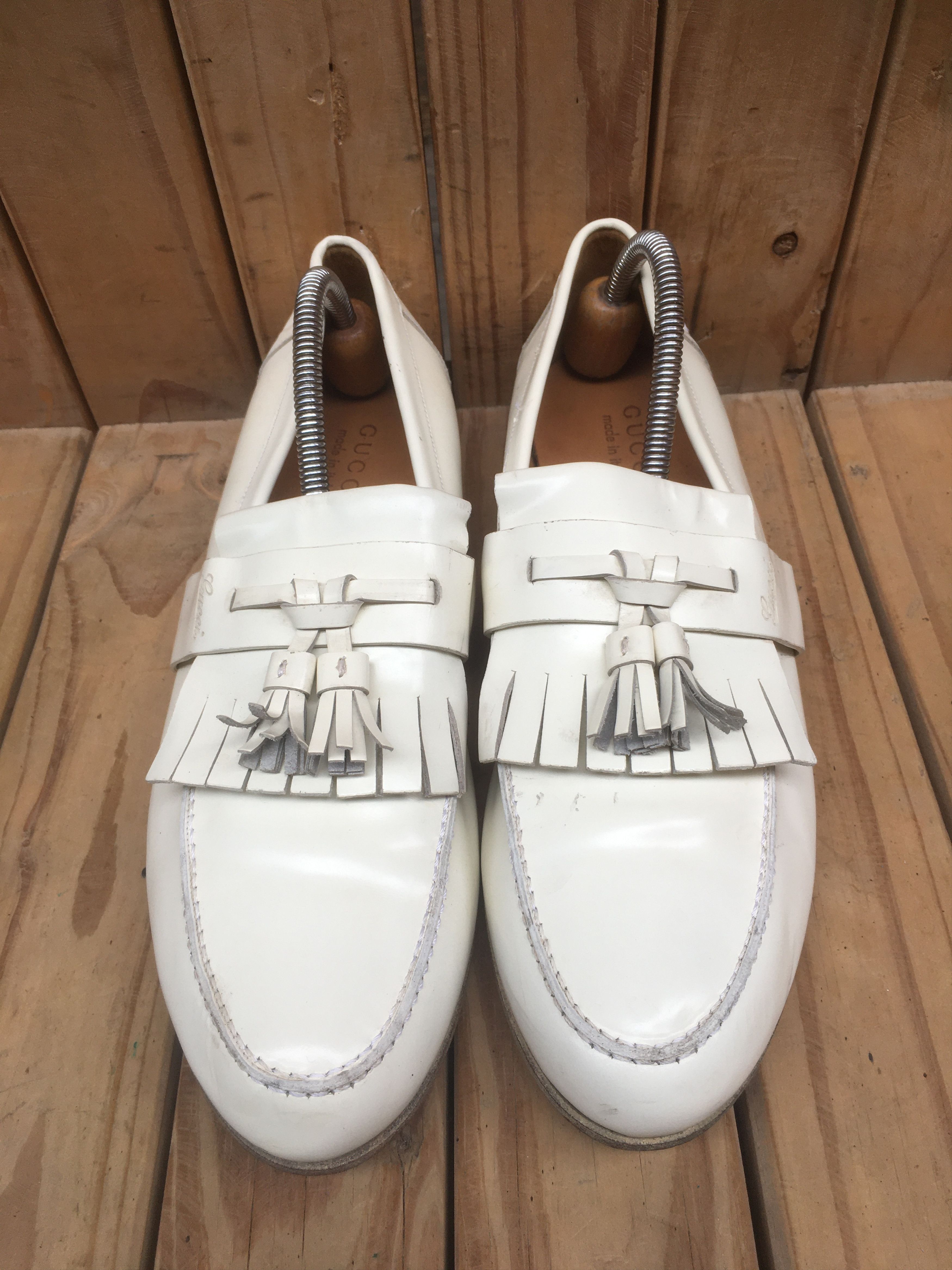 Gucci Gucci 216146 Cream Men's leather Loafers USA 7.5 EUR 41 Size US 7.5 / EU 40-41 - 6 Thumbnail