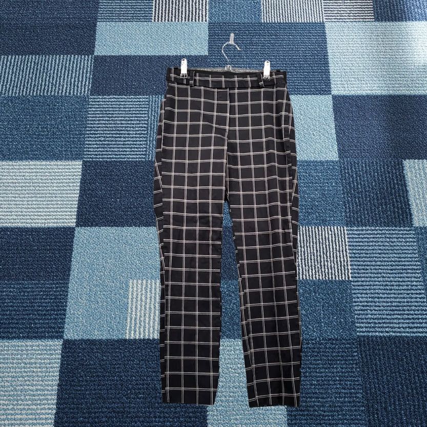 H&M H&M Pants Womens Black Cropped Skinny Check Flat Front Cotton Blend Size 2 Size 26" / US 2 / IT 38 - 1 Thumbnail