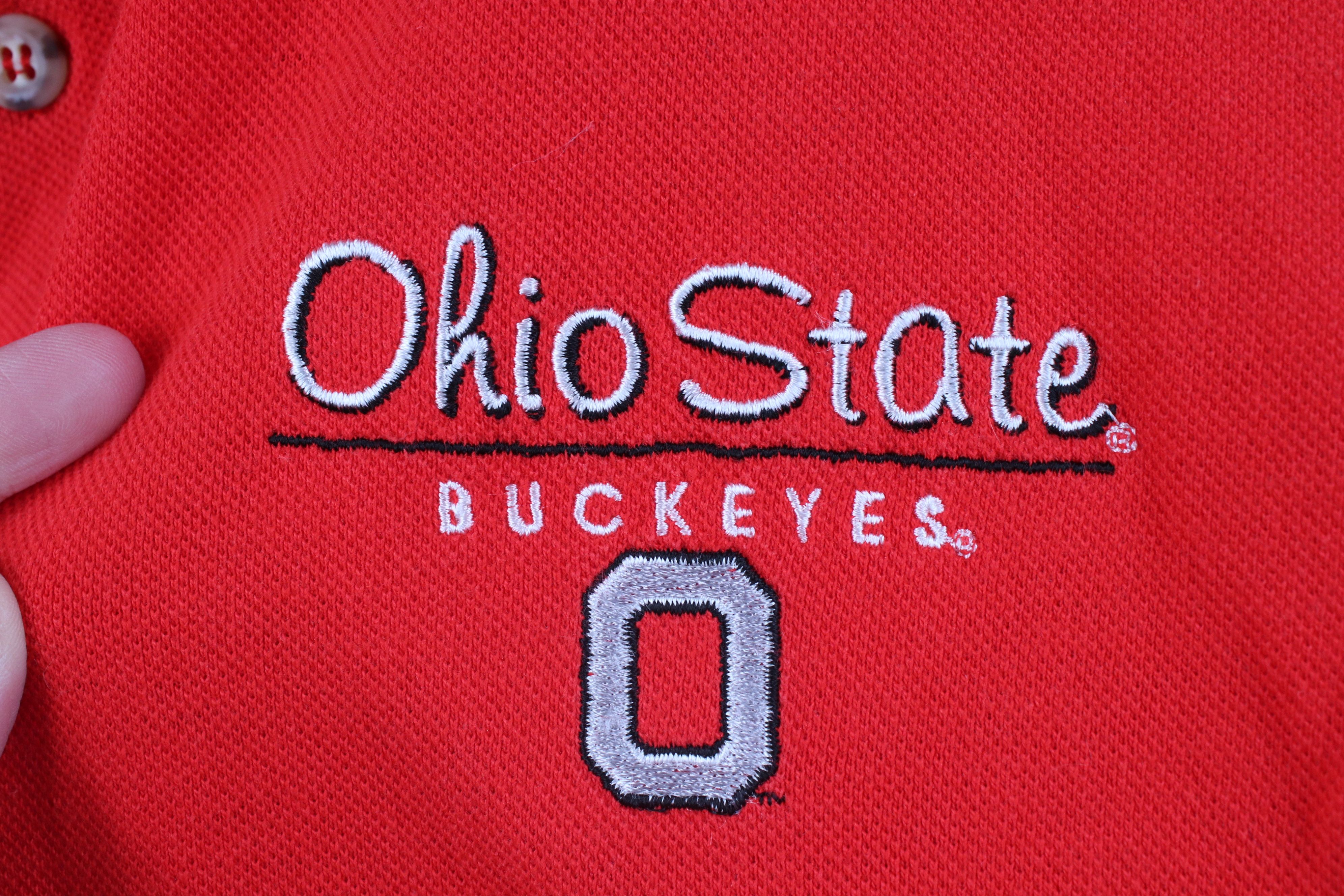 Vintage Vintage 90s Ohio State University Golf Polo Shirt Red USA Size US L / EU 52-54 / 3 - 4 Thumbnail