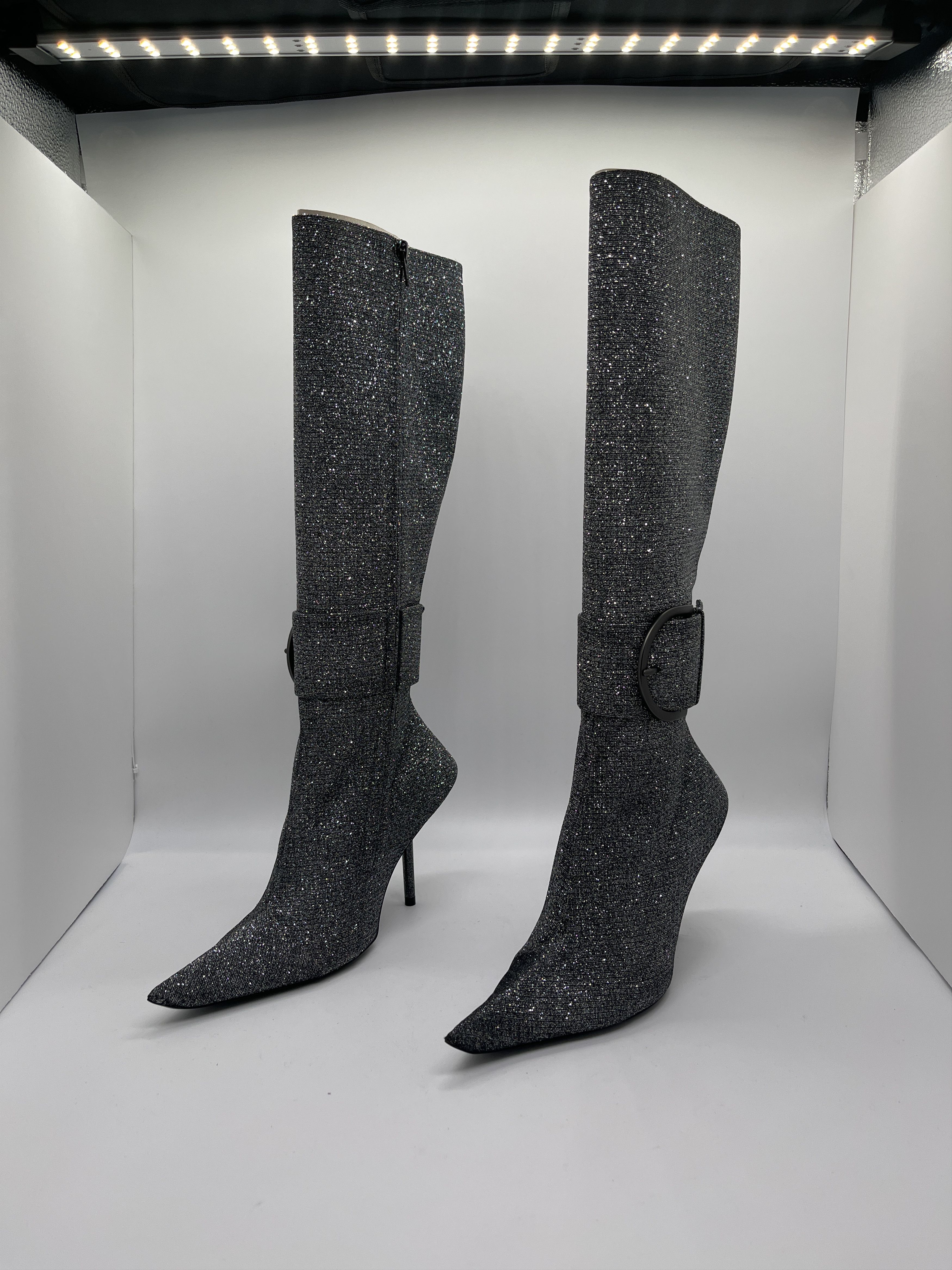 Tall Glitter Heel Boots