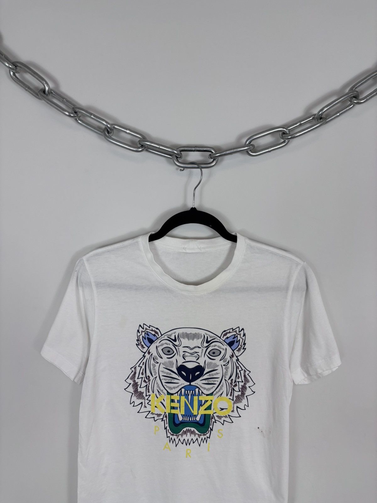 Kenzo Kenzo Paris Tiger Print Big Logo Men’s White T-Shirt Tee Size US S / EU 44-46 / 1 - 2 Thumbnail