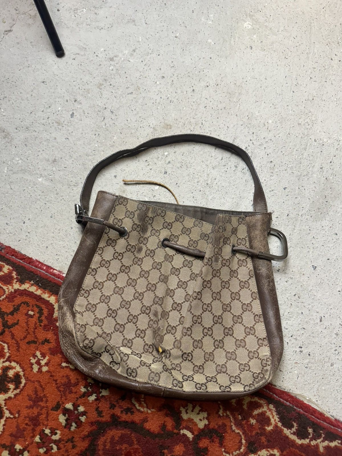 Gucci × Vintage Vintage Y2K Gucci Monogram Canvas GG Leather Luxury Bag Size ONE SIZE - 1 Thumbnail