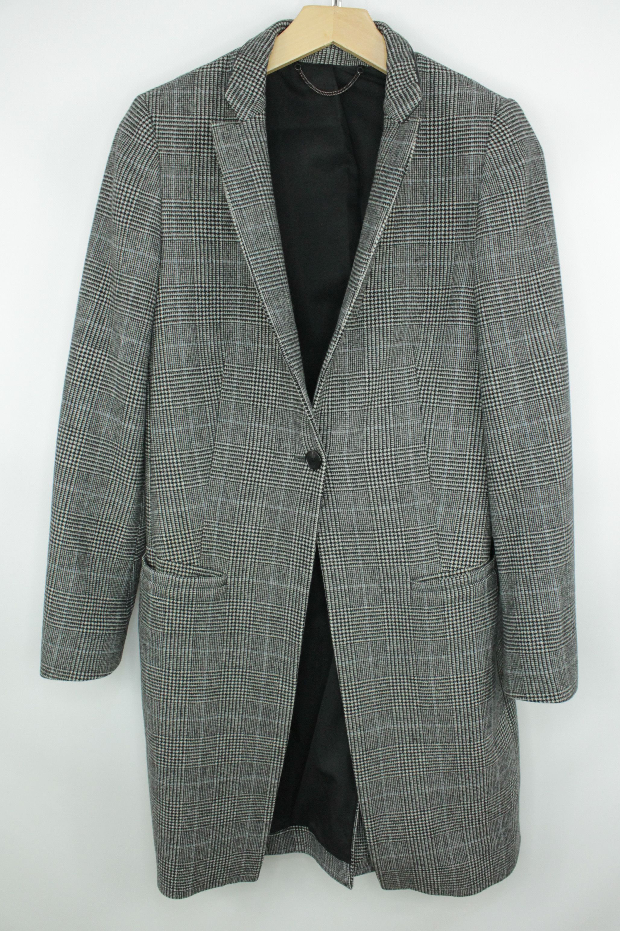 Allsaints Allsaints Leni Check Light Gray Wool Casual Women's Coat Size S / US 4 / IT 40 - 7 Thumbnail