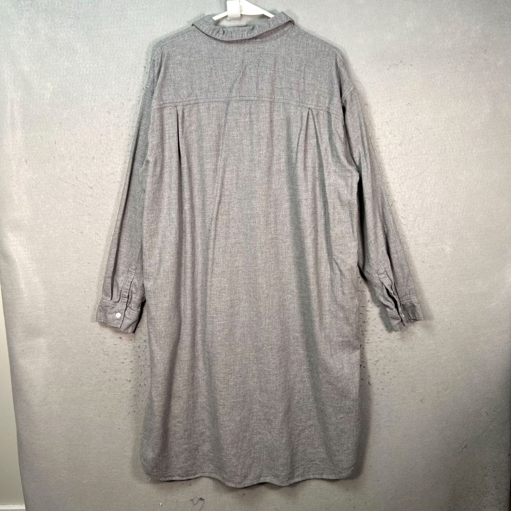 Muji Muji Button-Up Gray Long-Sleeve Shirt Dress 100% Cotton Midi Loose Fit Womens M L Casual Pockets Vintage: No Size M / US 6-8 / IT 42-44 - 2 Thumbnail