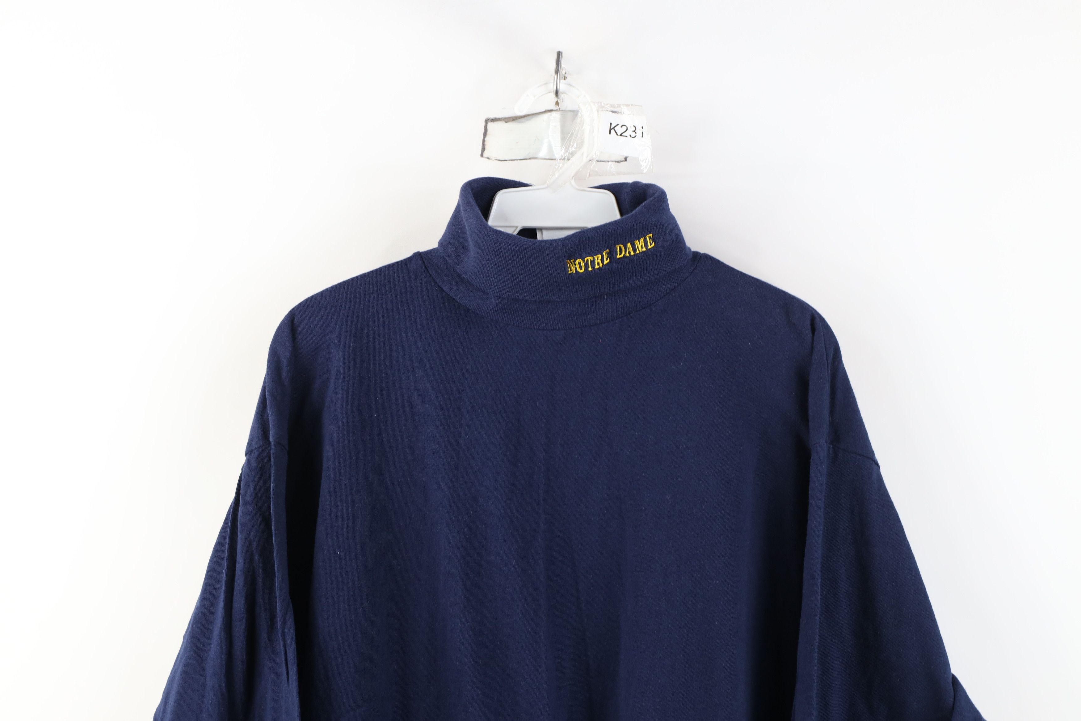 Vintage Vintage 90s Dame University Turtleneck T-Shirt Navy Blue Size US L / EU 52-54 / 3 - 2 Thumbnail