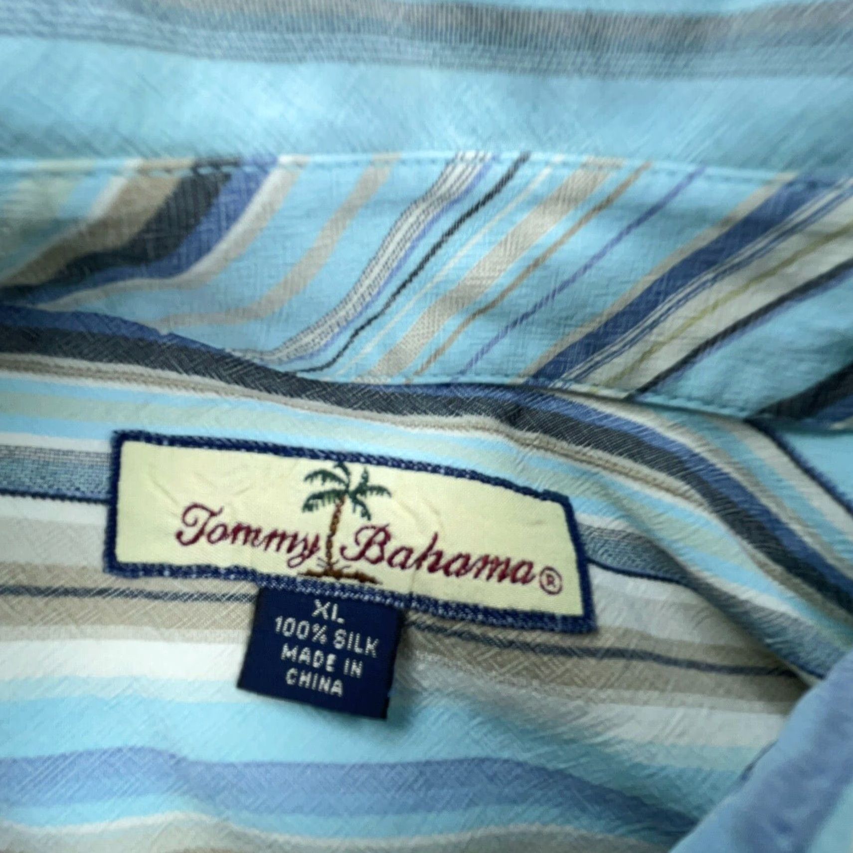 Tommy Bahama Tommy Bahama Shirt Men XL Blue Silk Button-Up Striped Beach Casual Short Sleeve Mens Size US XL / EU 56 / 4 - 3 Thumbnail
