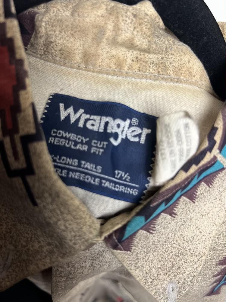 Wrangler Vintage 80's-90's Wrangler Western Native Style Button Up Size US XL / EU 56 / 4 - 7 Thumbnail