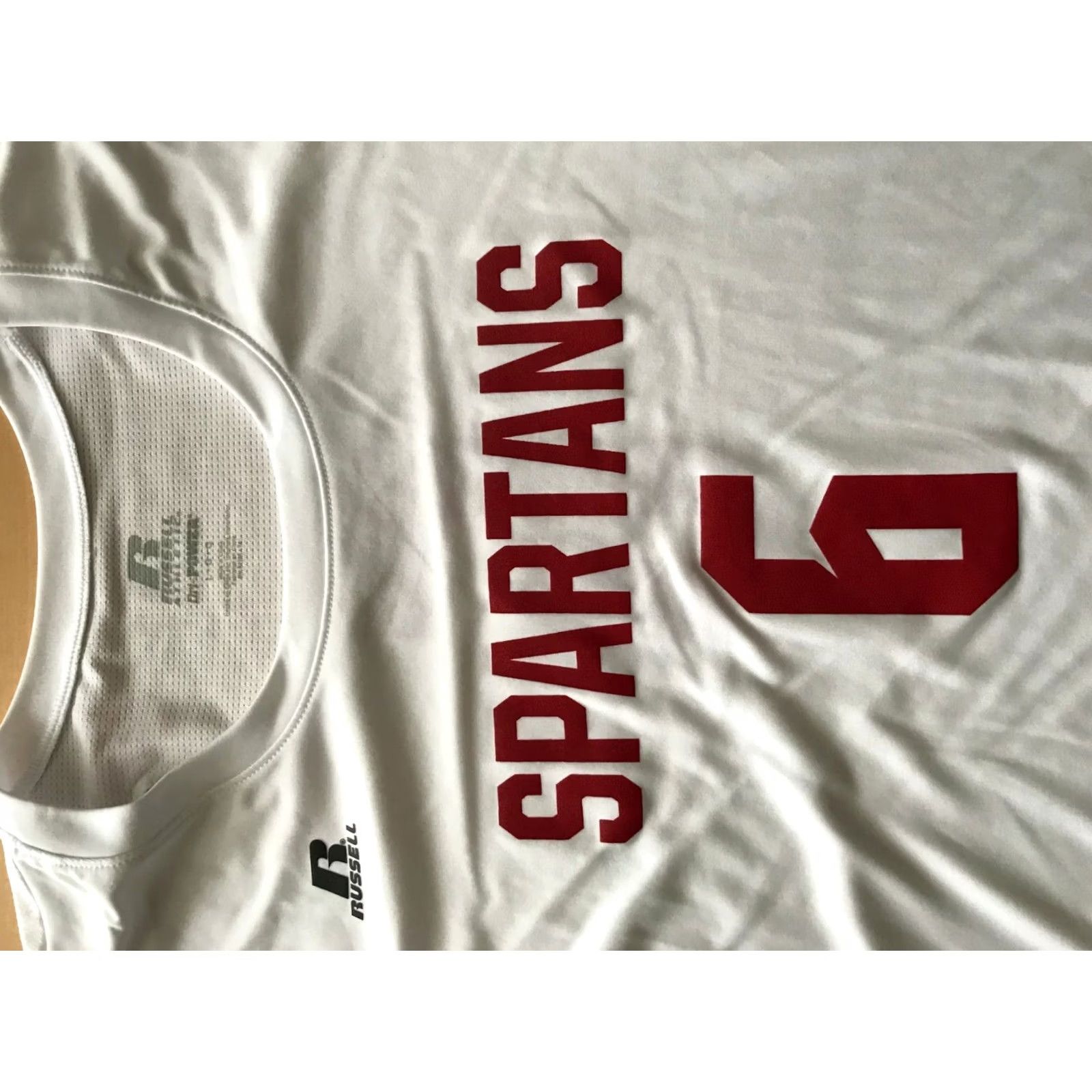 Russell Athletic VINTAGE Russell Spartans Soccer Jersey Womens L White Long Sleeve Sports Jersey Womens Mens? Size L / US 10 / IT 46 - 3 Thumbnail