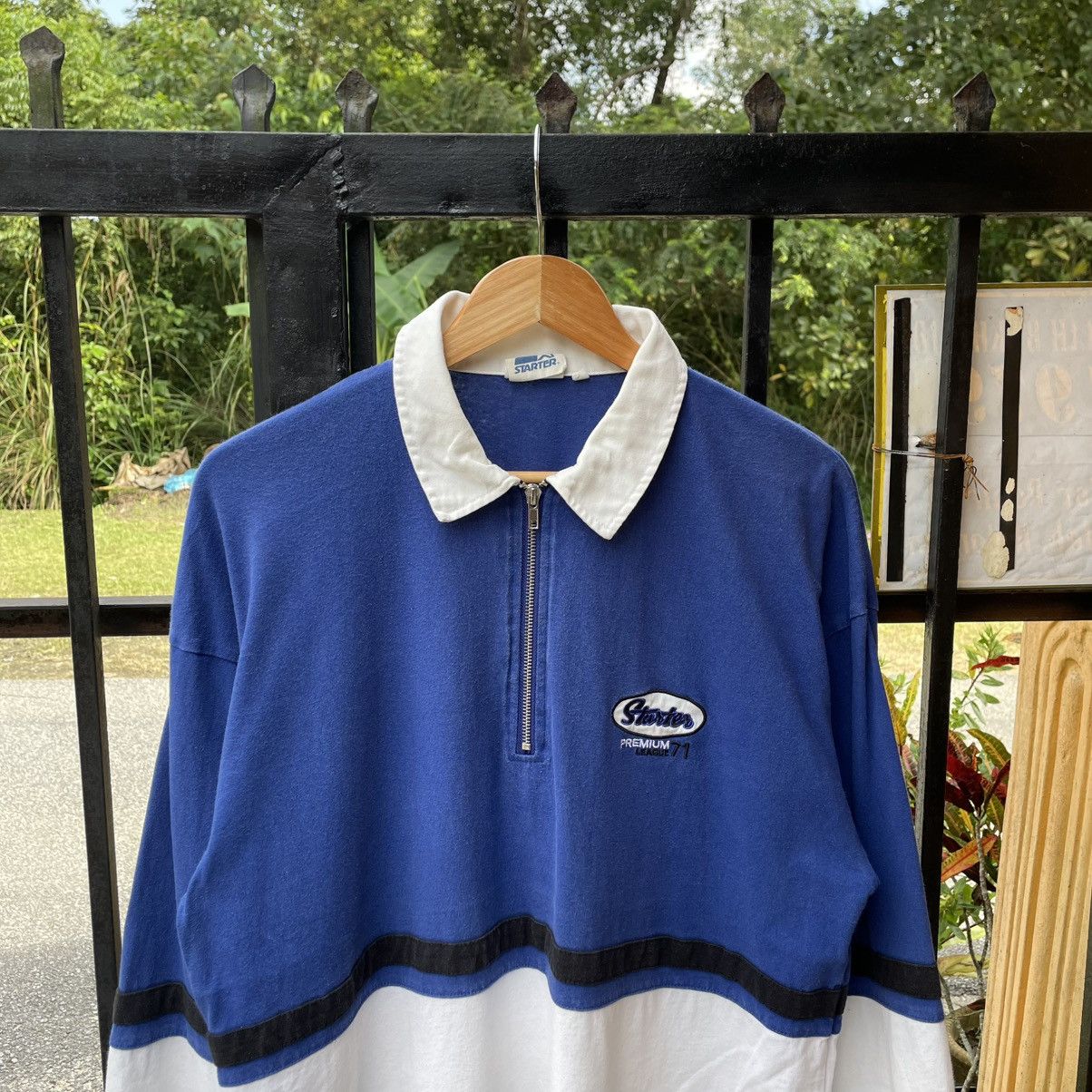 Starter 🔥Vintage Starter Half Zipper Stripe Design Polo Rugby Shirts Size US L / EU 52-54 / 3 - 4 Thumbnail