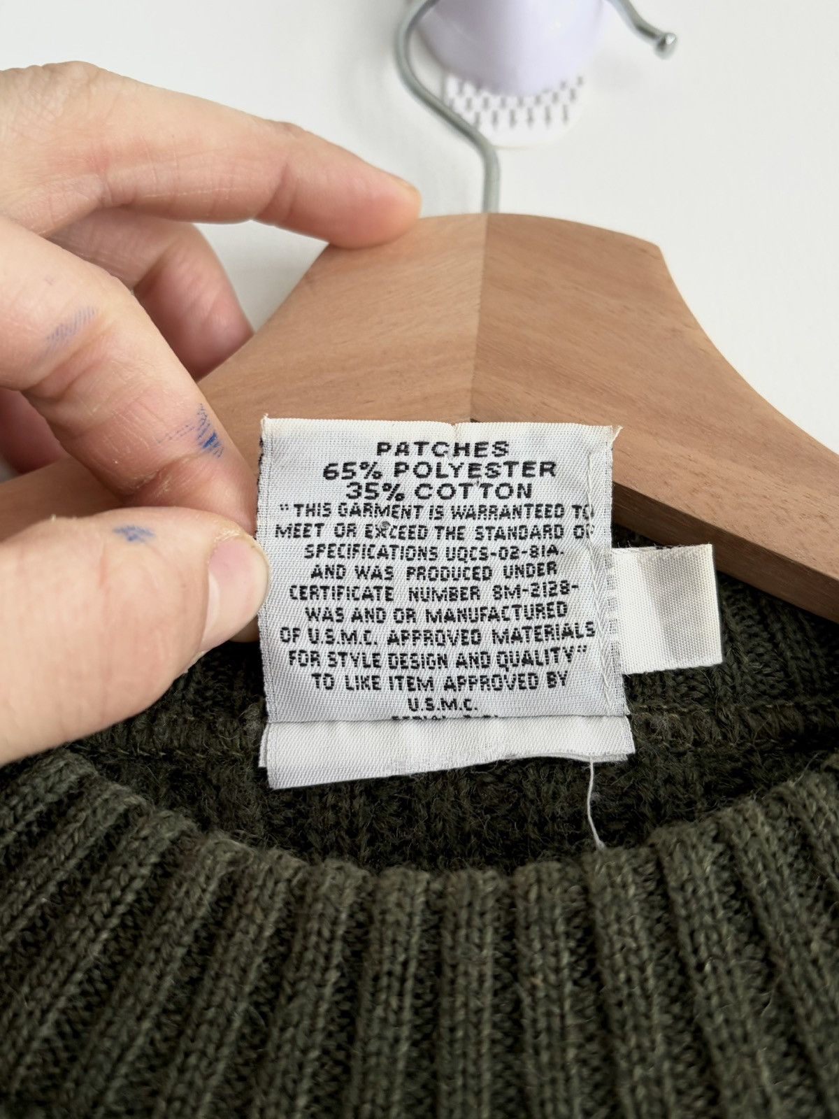 Other US Army Wool Ribbed Elbow Patch Military Sweater Olive Green Size US S / EU 44-46 / 1 - 6 Thumbnail