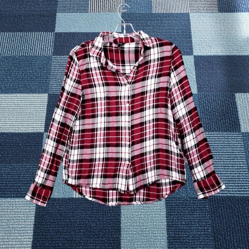 Buffalo David Bitton Buffalo by David Bitton Shirt Womens S Red Plaid Button-Up Long Sleeve Casual Viscose Rayon Size S / US 4 / IT 40 - 1 Thumbnail
