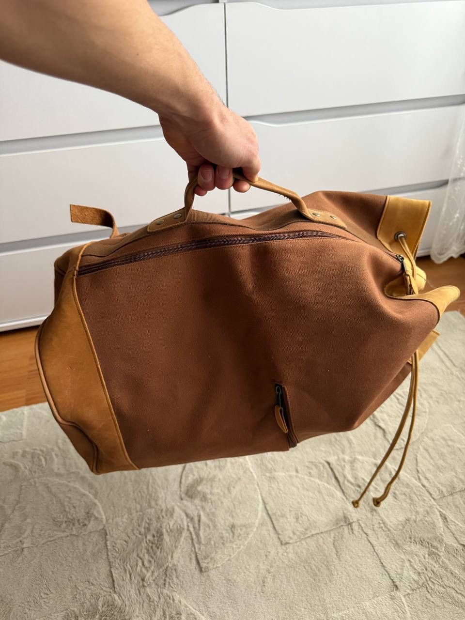 Marlboro Marlboro Brown Cotton Denim Backpack Bag With Leather insert Size ONE SIZE - 5 Thumbnail