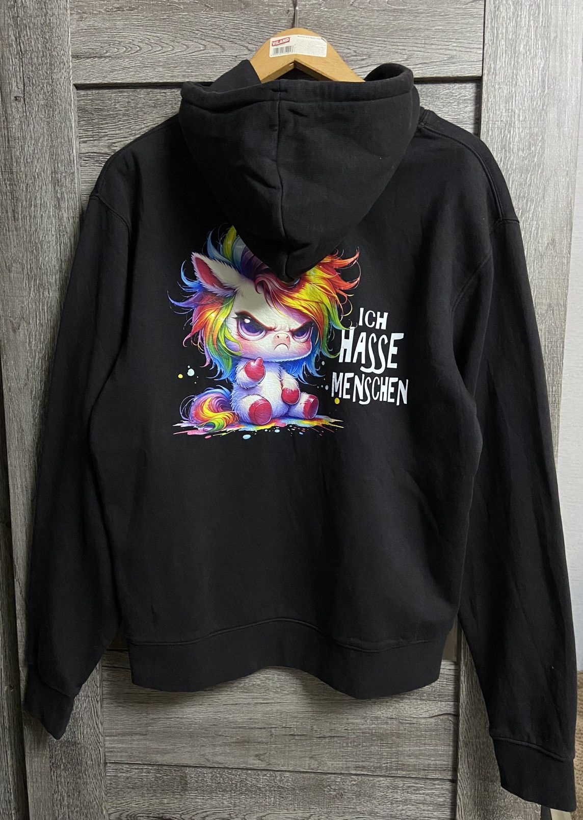 Russell Athletic Russell Black Hoodie – Unicorn “Ich Hasse Menschen” Graphic Size US M / EU 48-50 / 2 - 1 Thumbnail