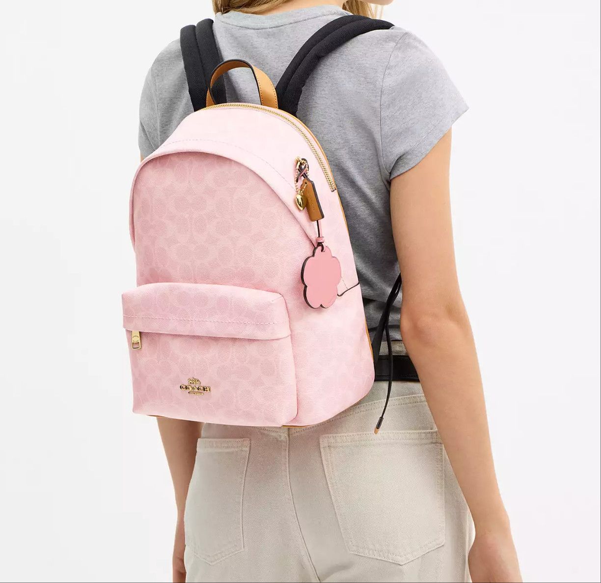 Coach Taylor Small Backpack In Signature Canvas With Charms CEF46 Size ONE SIZE - 7 Thumbnail