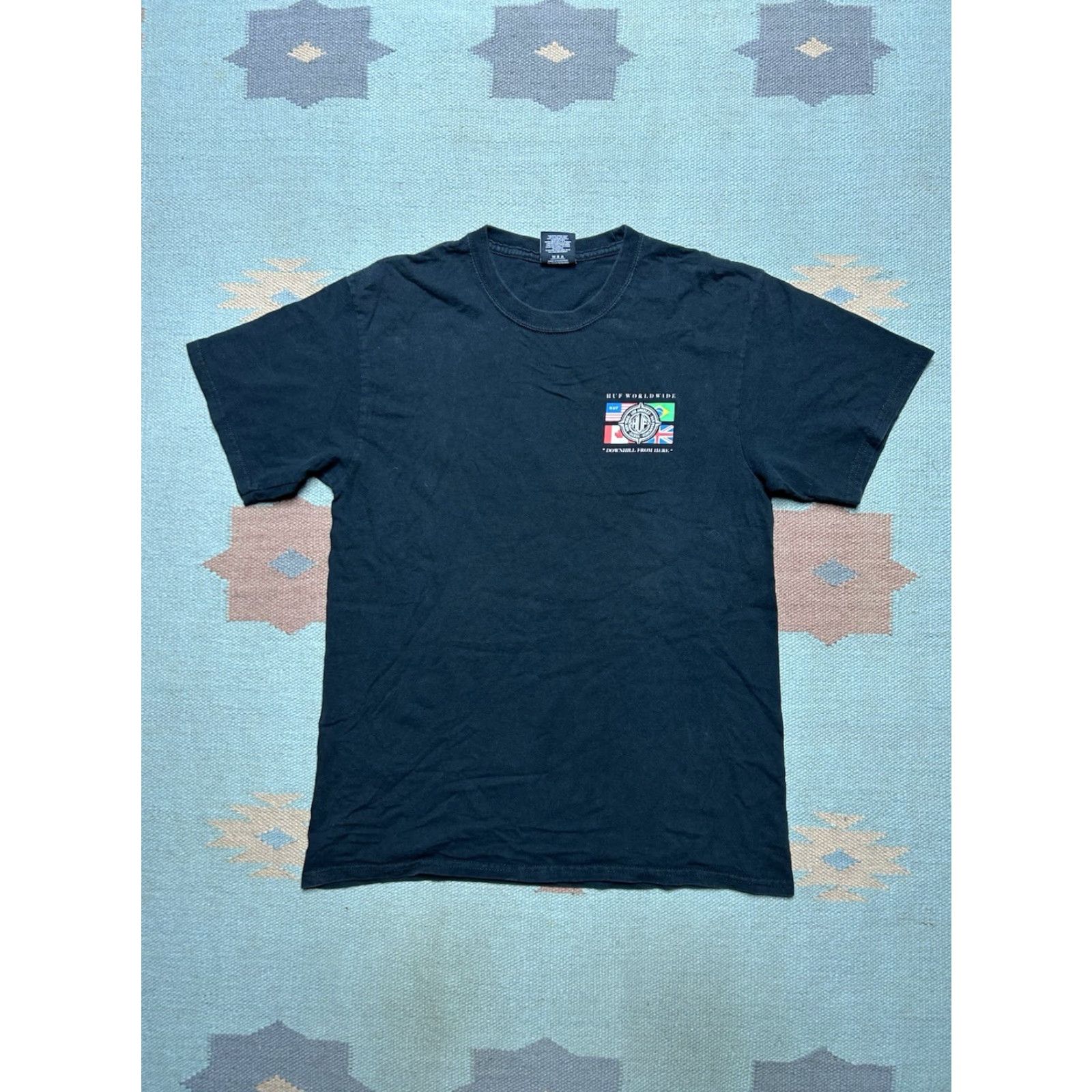 Huf HUF T-Shirt Skater Graphic Worldwide Flags Adult Medium Black Mens Shirts Size US M / EU 48-50 / 2 - 3 Thumbnail
