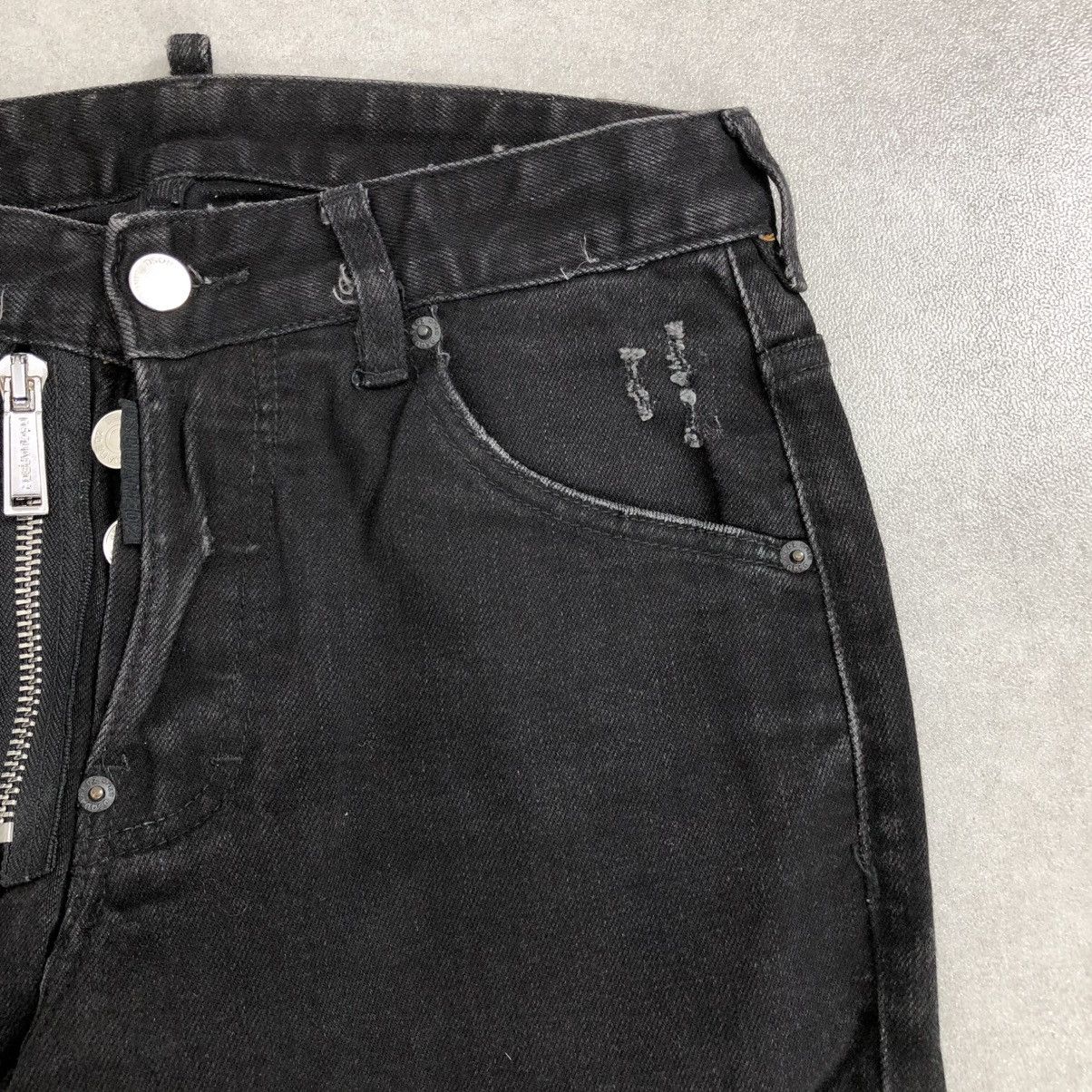 Dsquared2 × If Six Was Nine 🇮🇹Dsquared2 Distressed Button Fly Crazy Black Wash Jeans Y2K Size US 32 / EU 48 - 7 Thumbnail
