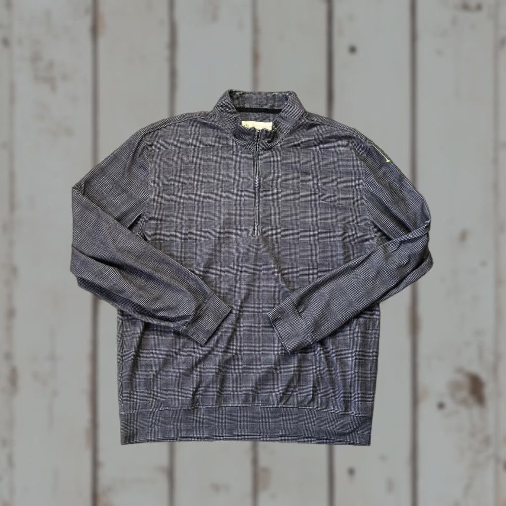 Vintage Donald Ross Mens XL Gray Quarter Zip Mock Neck Sweater Pullover Golf Knit Pattern Check Size US XL / EU 56 / 4 - 1 Thumbnail