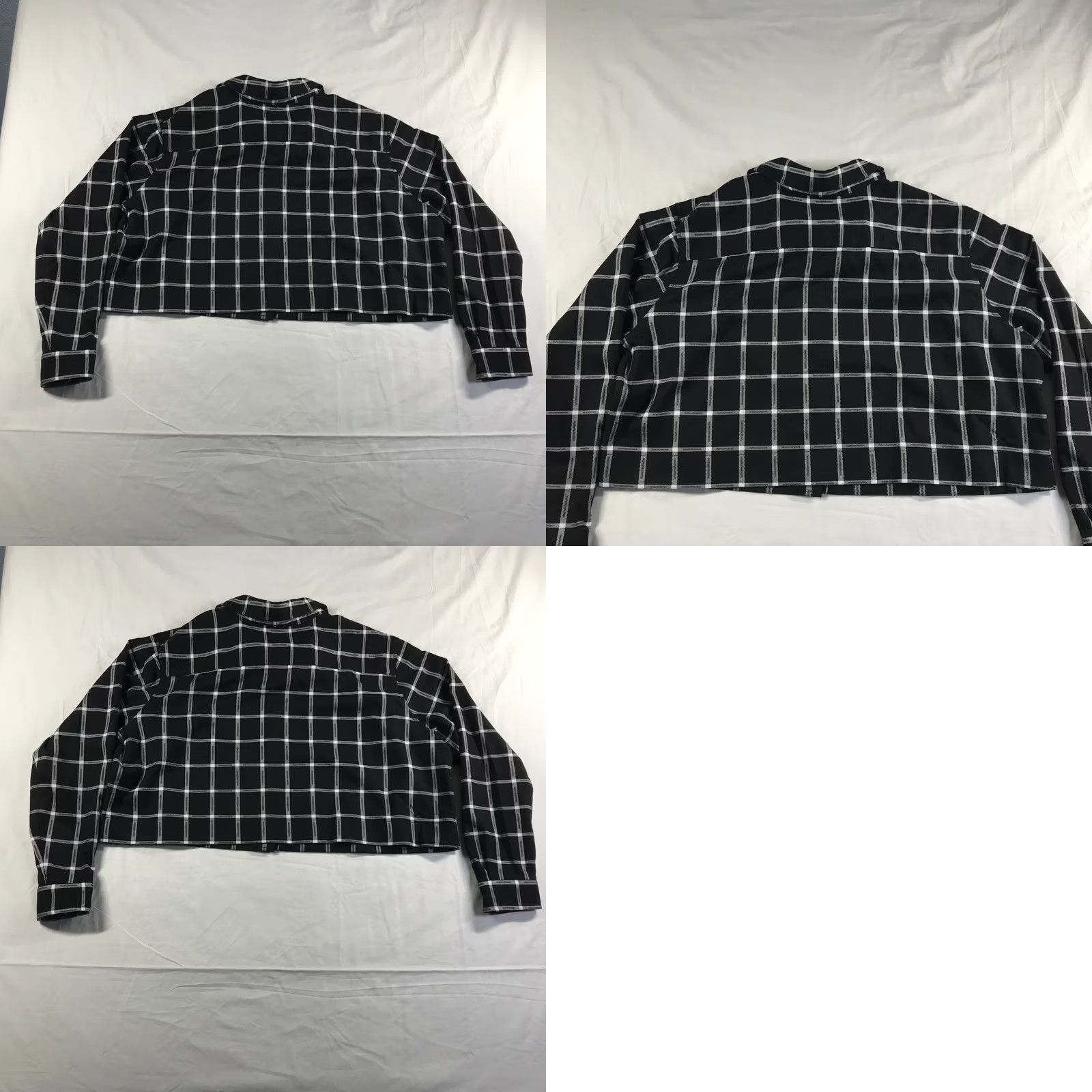 Wildfang Wildfang Black White Plaid Cropped Button Up Shirt Long Sleeve 1X Size XL / US 12-14 / IT 48-50 - 8 Thumbnail
