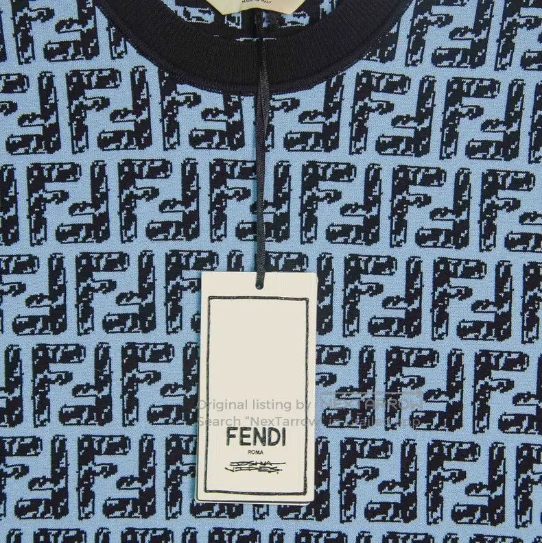Fendi Fendi Printed Knit Dress in Blue Size XS / US 0-2 / IT 36-38 - 4 Thumbnail