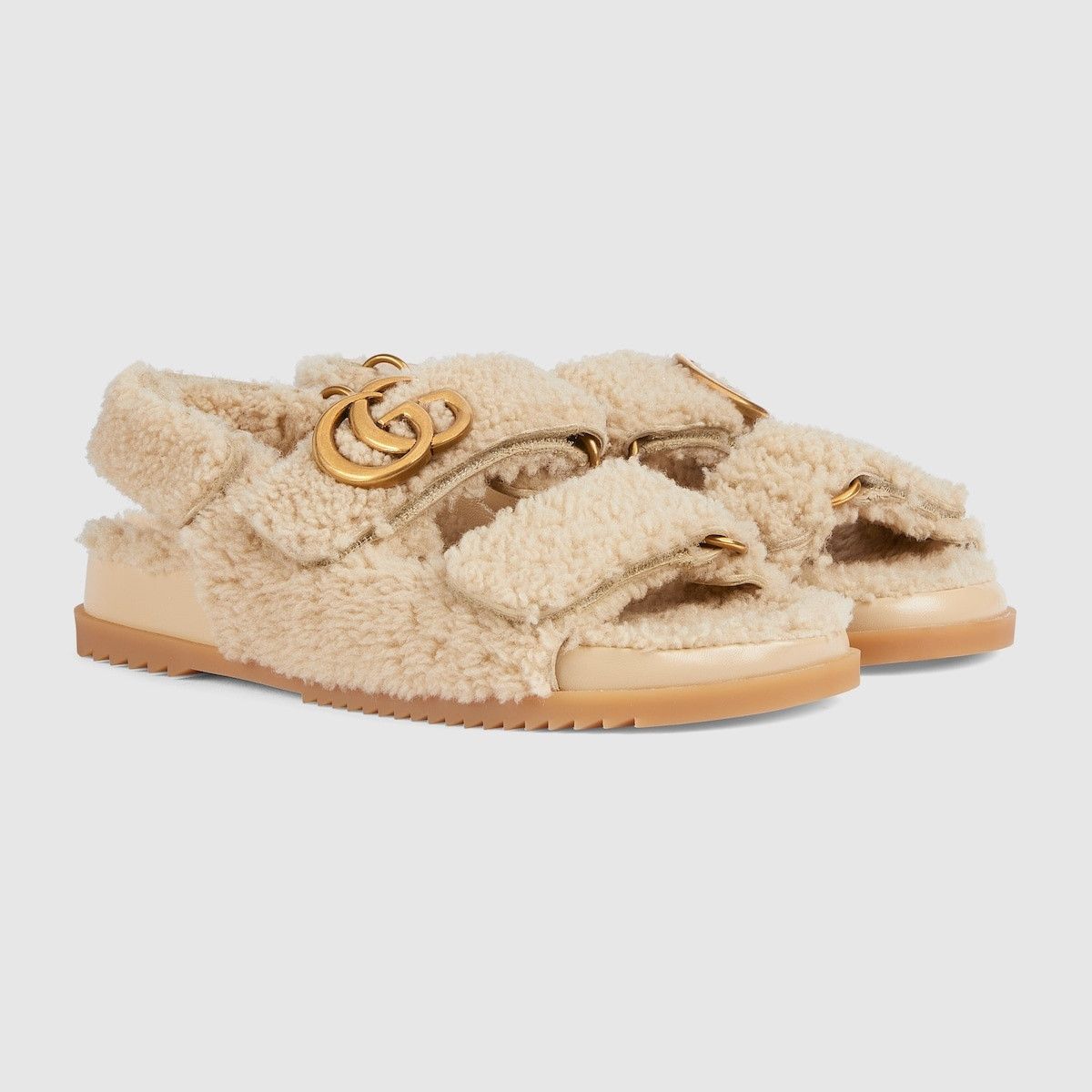 Gucci o1s1wg110225 Women's Double G Sandals in Beige Size US 7 / IT 37 - 1 Thumbnail