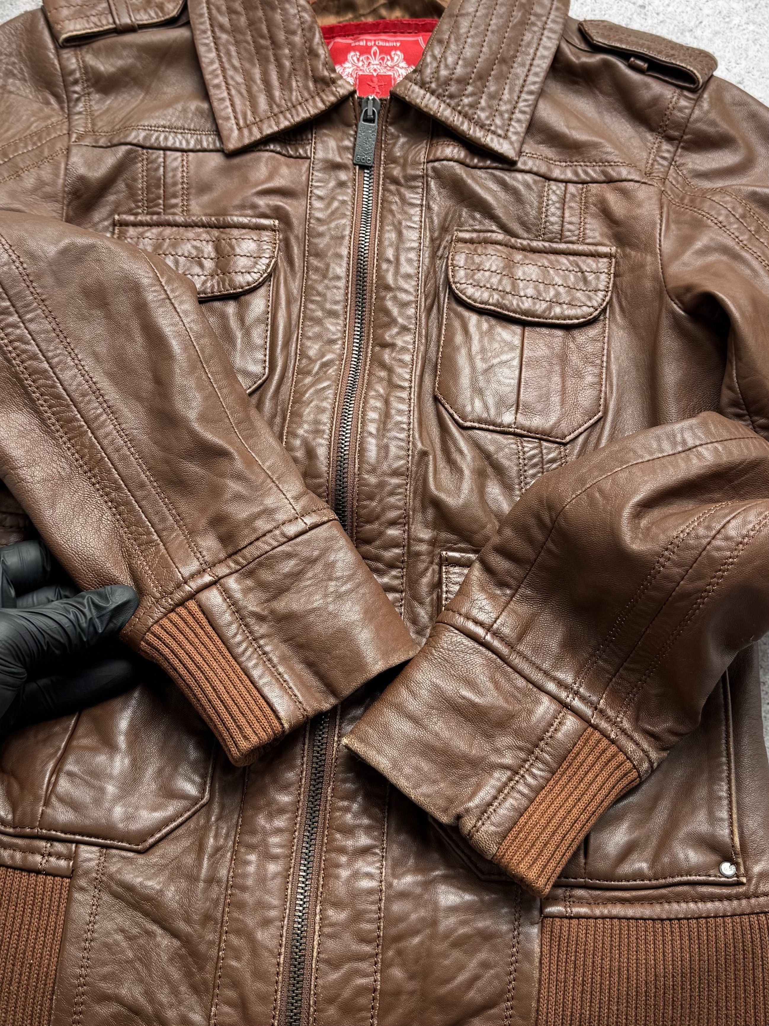 Vintage Vintage Cropped Leather Jacket C2(V491) Size M / US 6-8 / IT 42-44 - 4 Thumbnail