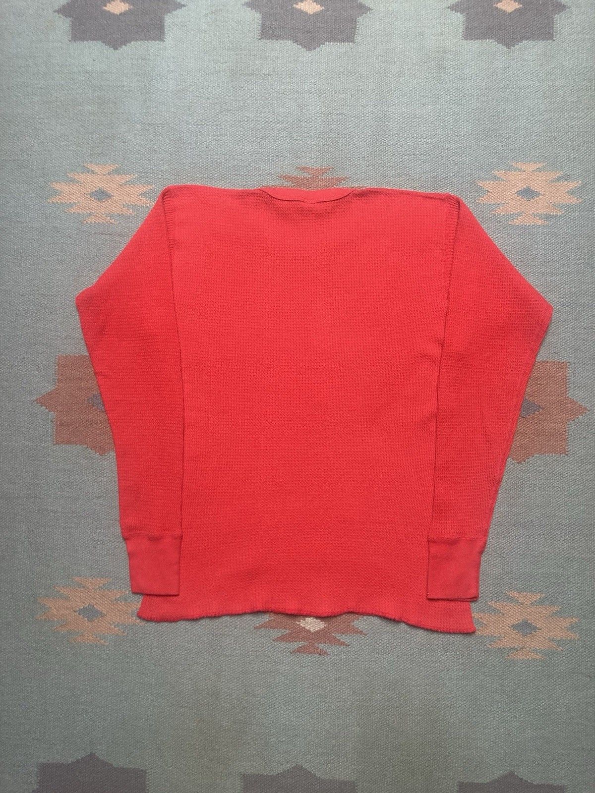 Vintage 70s waffle knit thermal shirt crimson base soft womens XL Size XL / US 12-14 / IT 48-50 - 6 Thumbnail