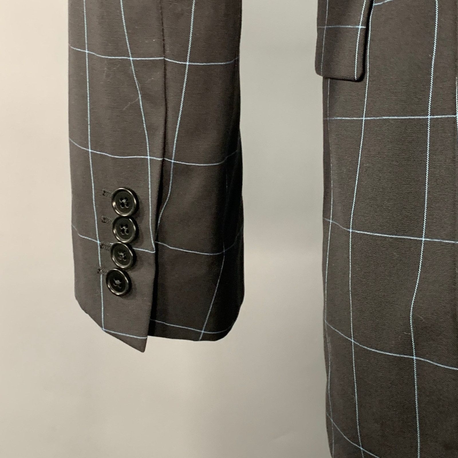 Paul Smith Size 38 Black Blue Window Pane Wool Notch Lapel Sport Coat Size 38R - 4 Thumbnail