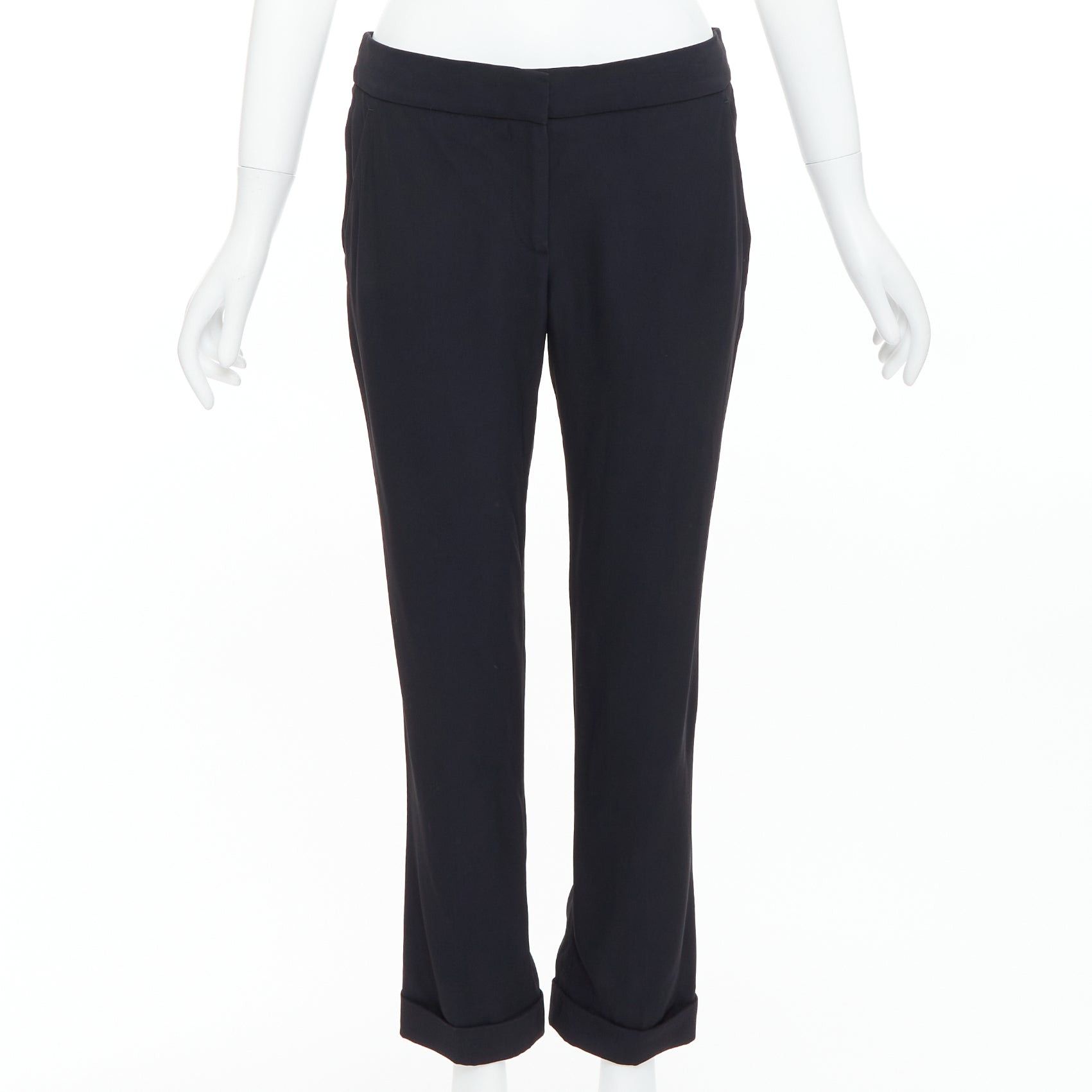 Alexander McQueen ALEXANDER MCQUEEN 2011 black mid waist flare cropped trousers Size 26" / US 2 / IT 38 - 1 Thumbnail
