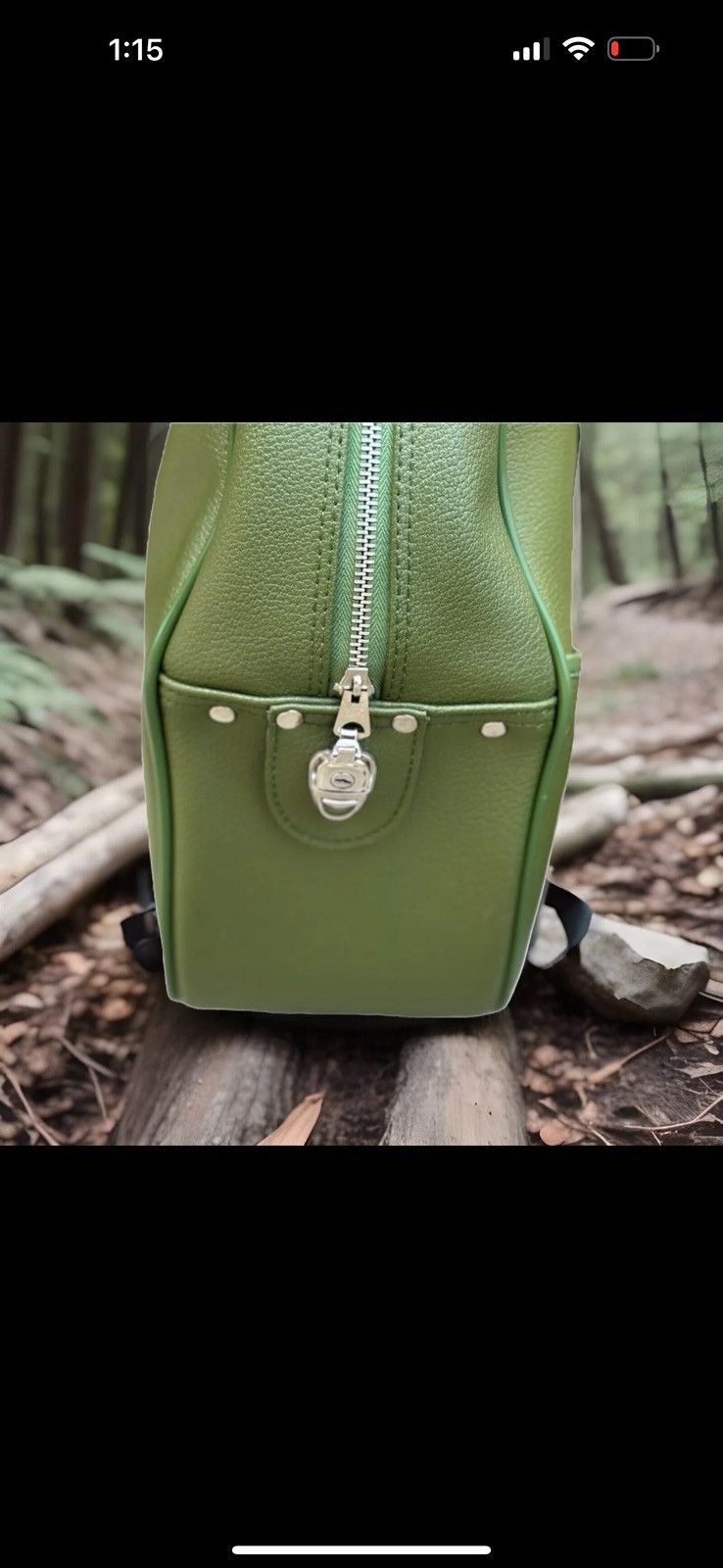 Vintage Vintage large leather avocado green handbag Size ONE SIZE - 3 Thumbnail