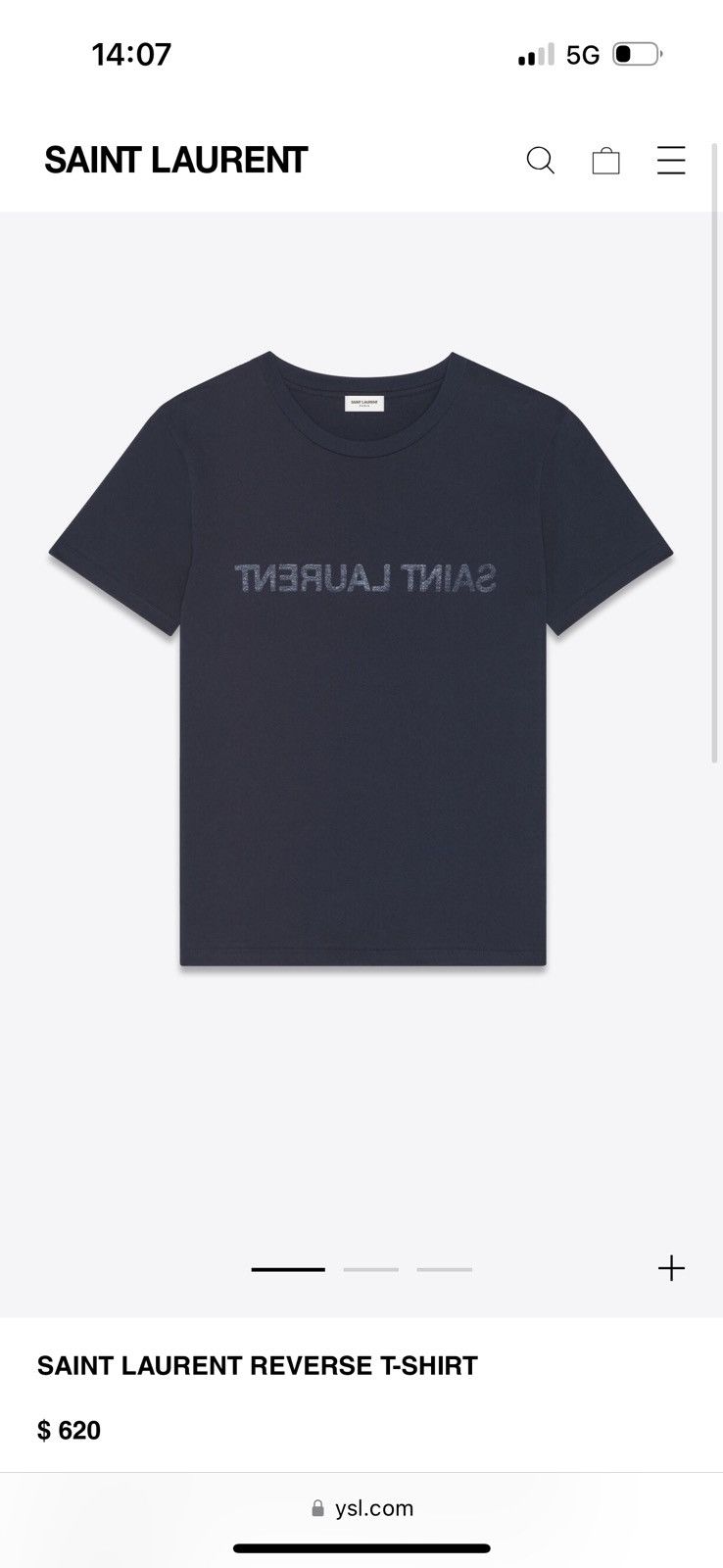 Saint Laurent Paris $620 ss23 Saint Laurent reverse logo khaki t shirt L Size US L / EU 52-54 / 3 - 10 Thumbnail