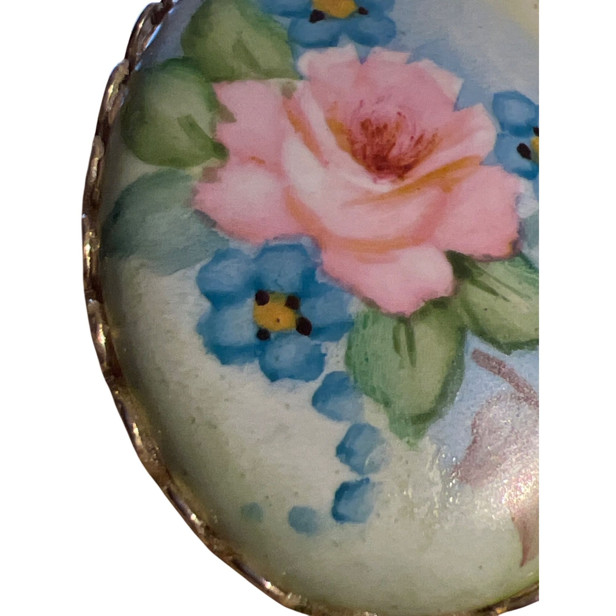 Other Vintage Floral Hand-Painted Brooch Pin Pink Blue Flowers Sca Size ONE SIZE - 2 Thumbnail