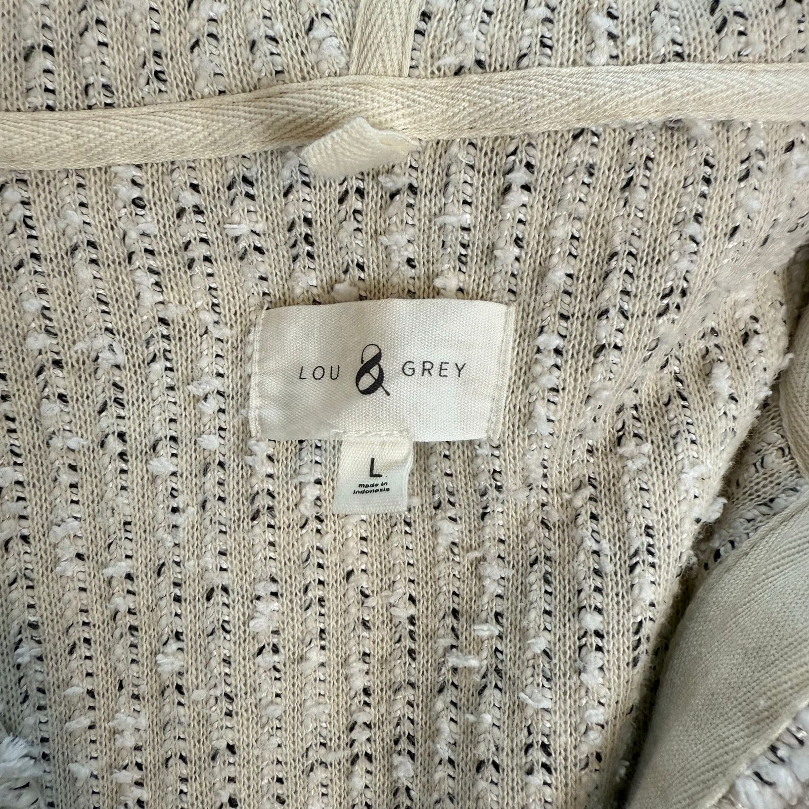 Lou & Grey Lou & Grey Hoodie Sweater, Size Large, Cream/Grey Loft Size L / US 10 / IT 46 - 5 Thumbnail