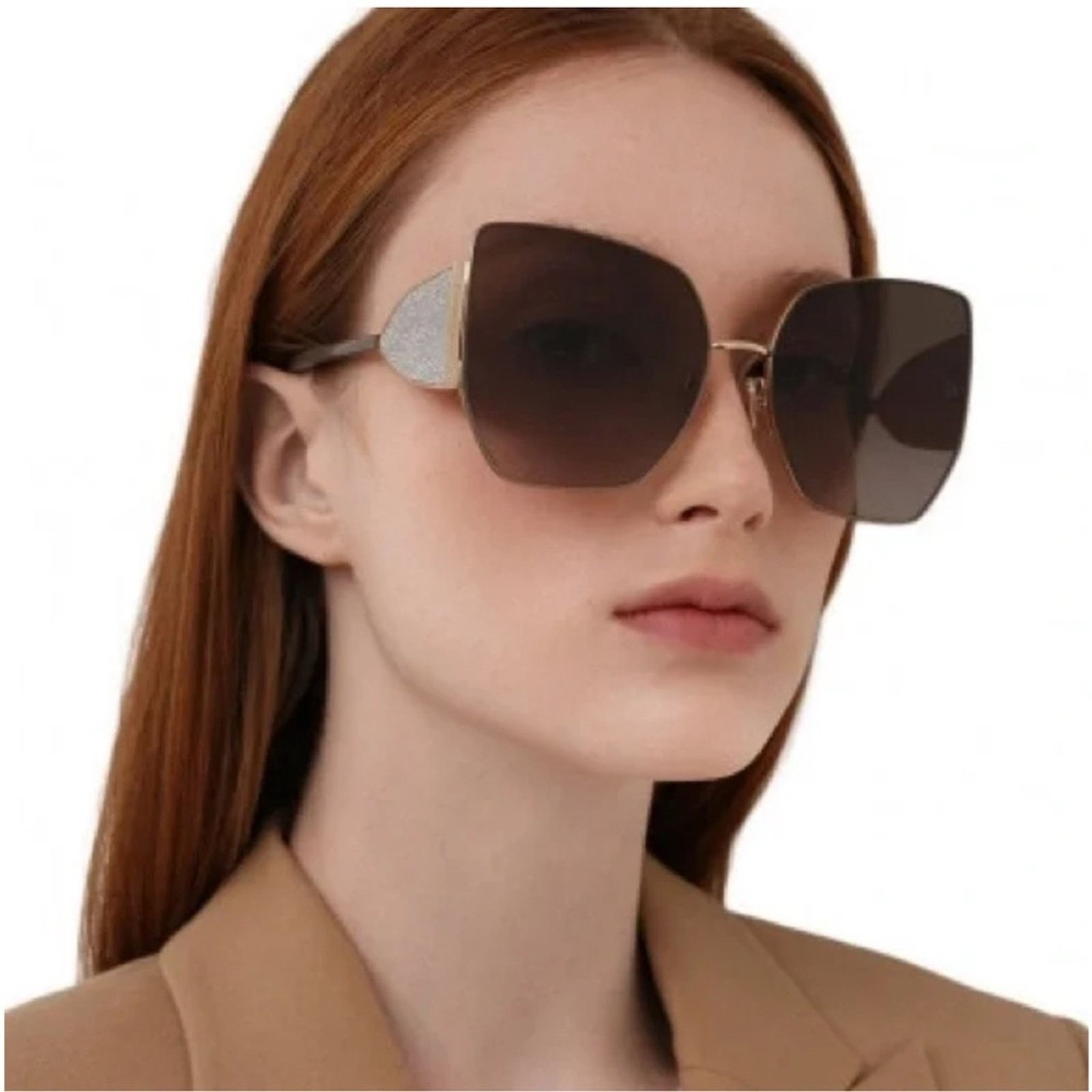 Jimmy Choo NEW JIMMY CHOO River/S 763 Gold Oversized Women Sunglasses Size ONE SIZE - 1 Thumbnail