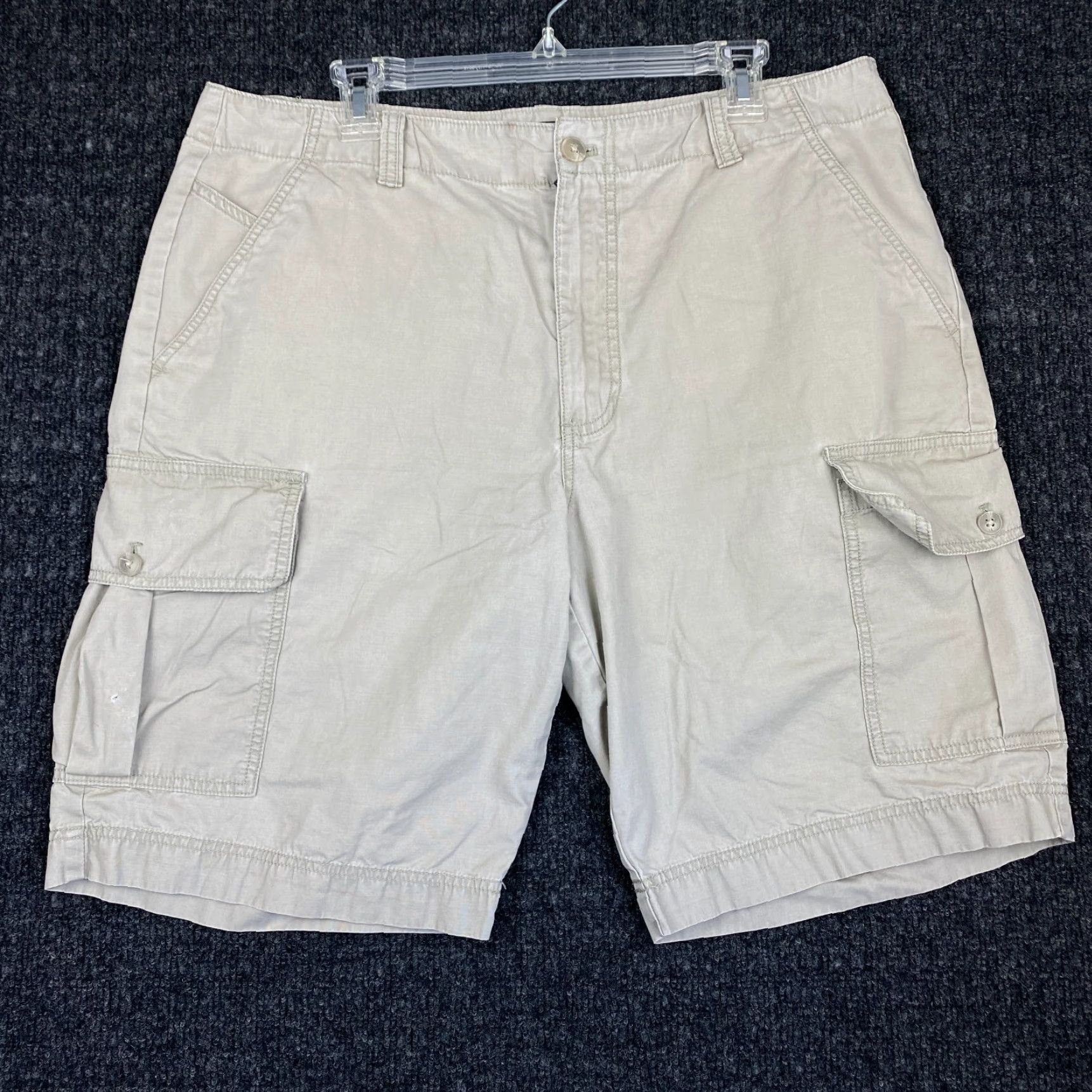 Calvin Klein VINTAGE Calvin Klein Cargo Shorts Mens 36 Beige Baggy 90s y2k Grunge Cargo Pocket Distressed 11in Inseam Cotton Regular Men Size US 36 / EU 52 - 2 Thumbnail